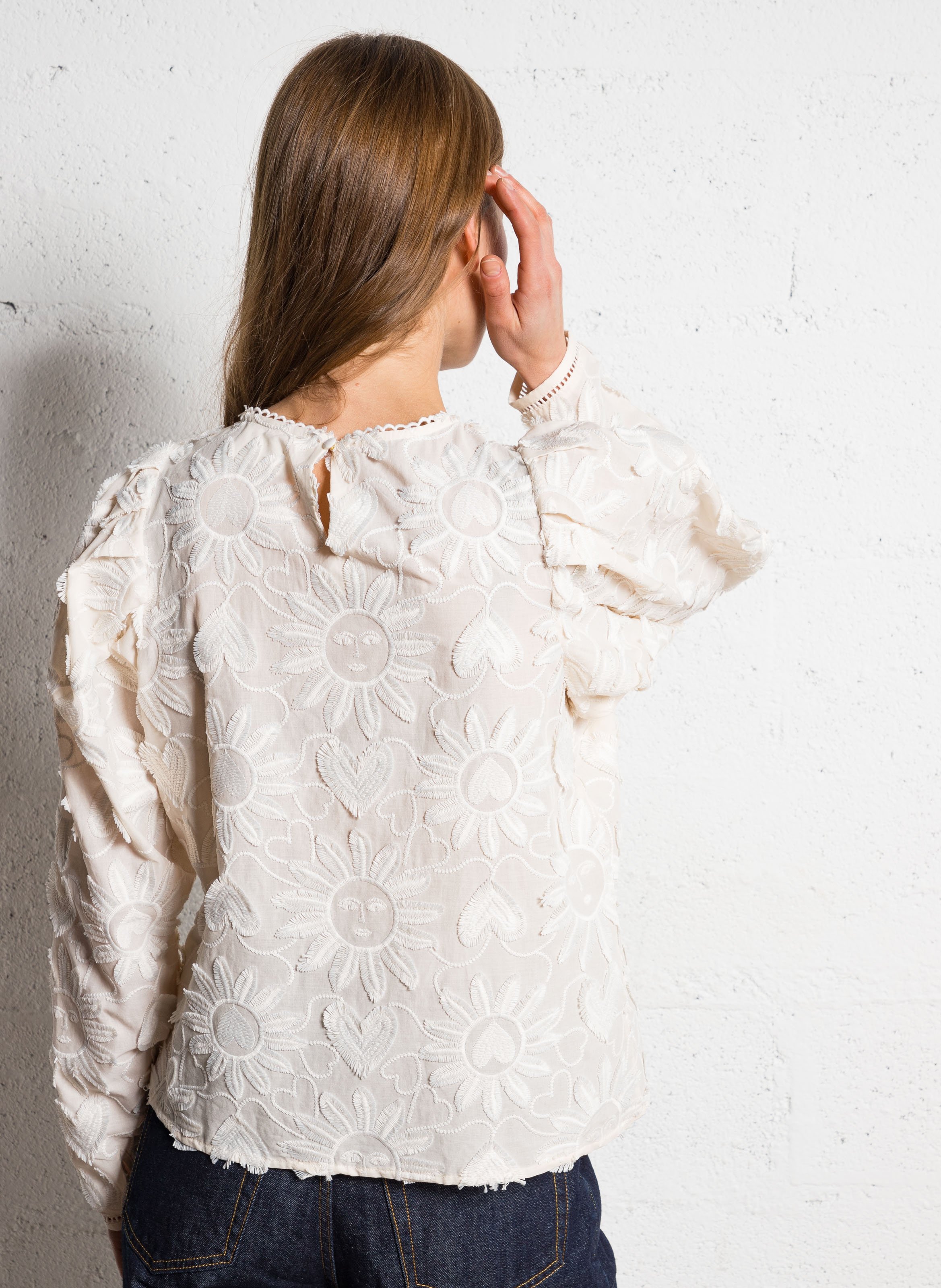 Rechte katoenen top met borduursel FABIENNE CHAPOT Wit