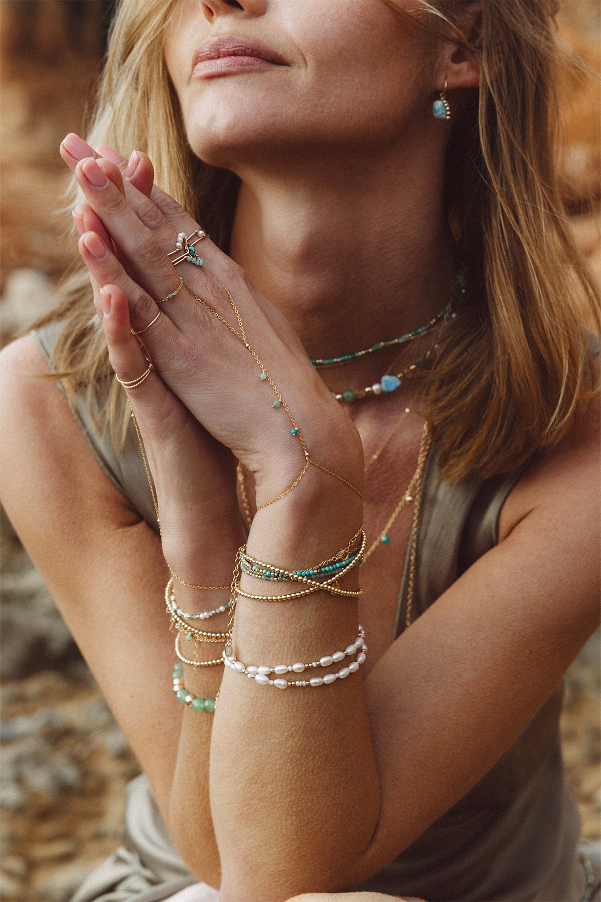 Double necklace-bracelet - gold YAY Golden