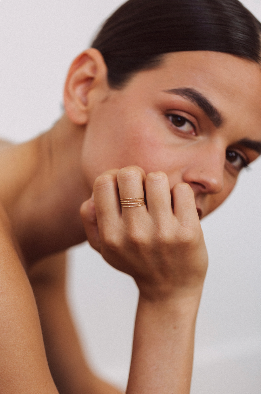 Multi-row sparkling ring YAY Golden