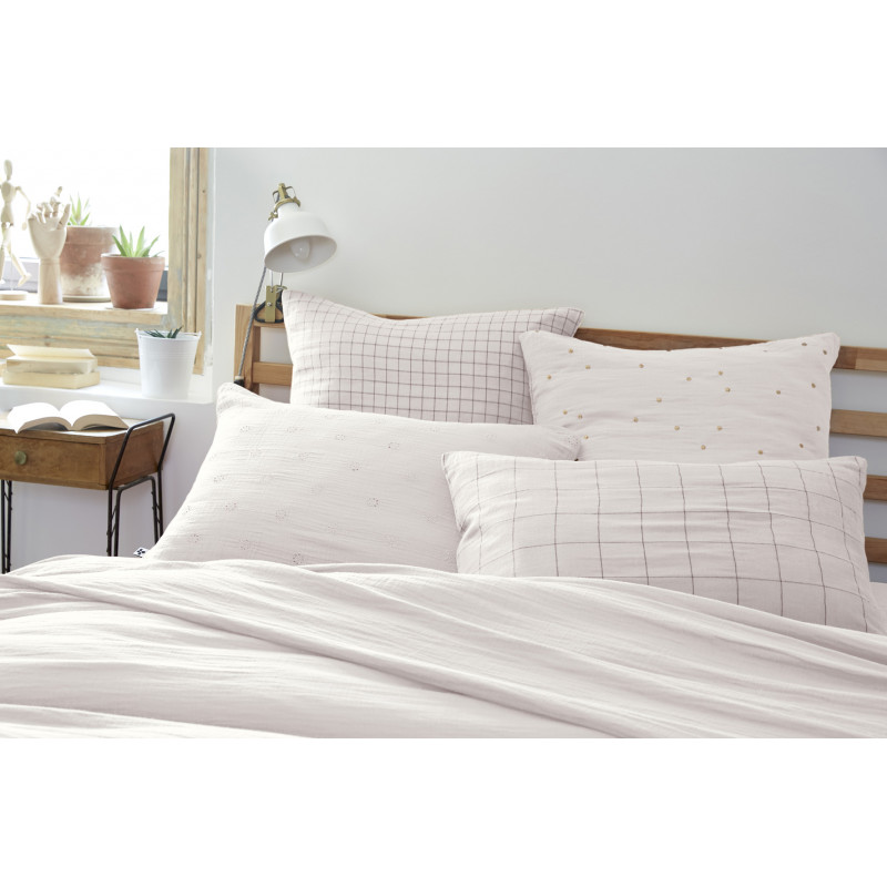 Cotton percale pillow case L'EFFET PAPILLON White