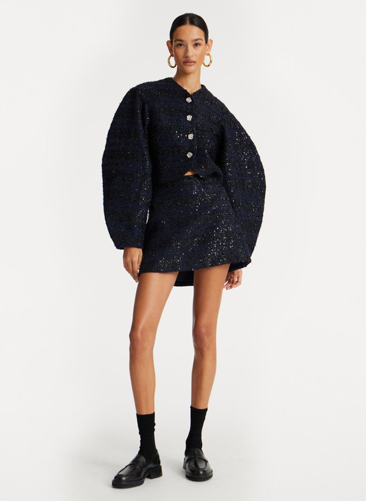 Oversized jacket in mixed recycled fibers ROTATE Blue
