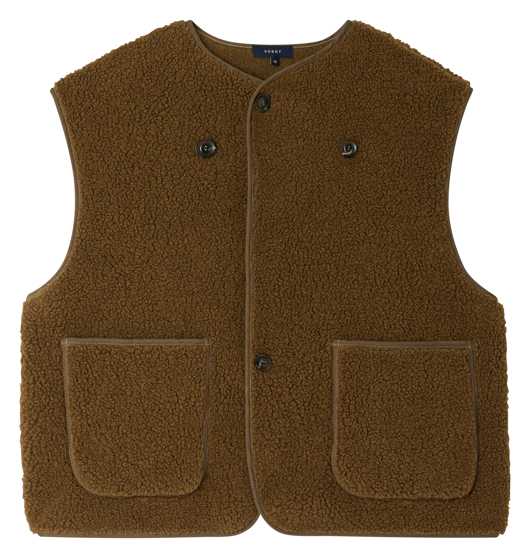 Veste sans manches droite boutonnée SOEUR Kaki