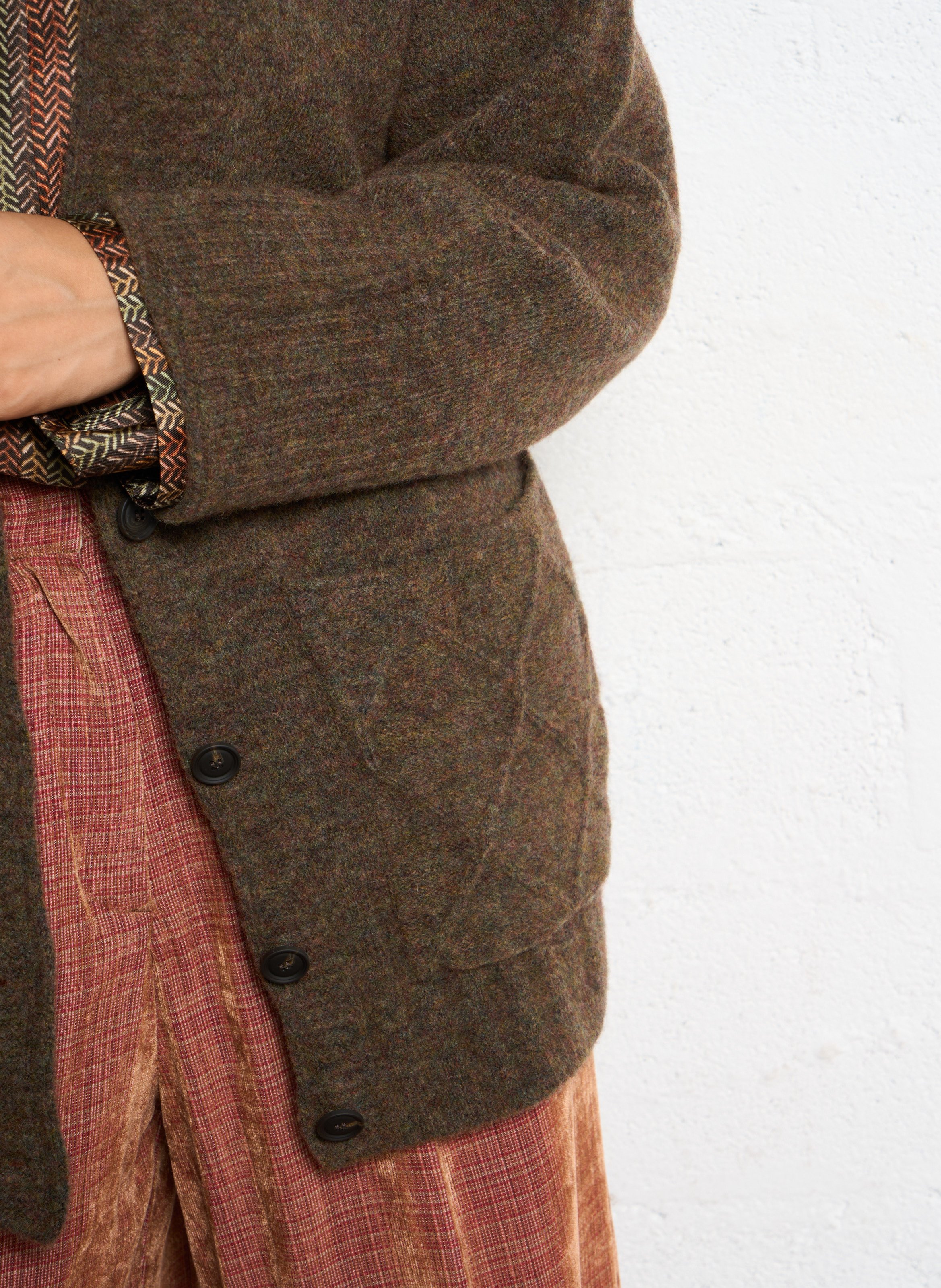 Gilet droit boutonné en laine mélangée MOMONI Vert