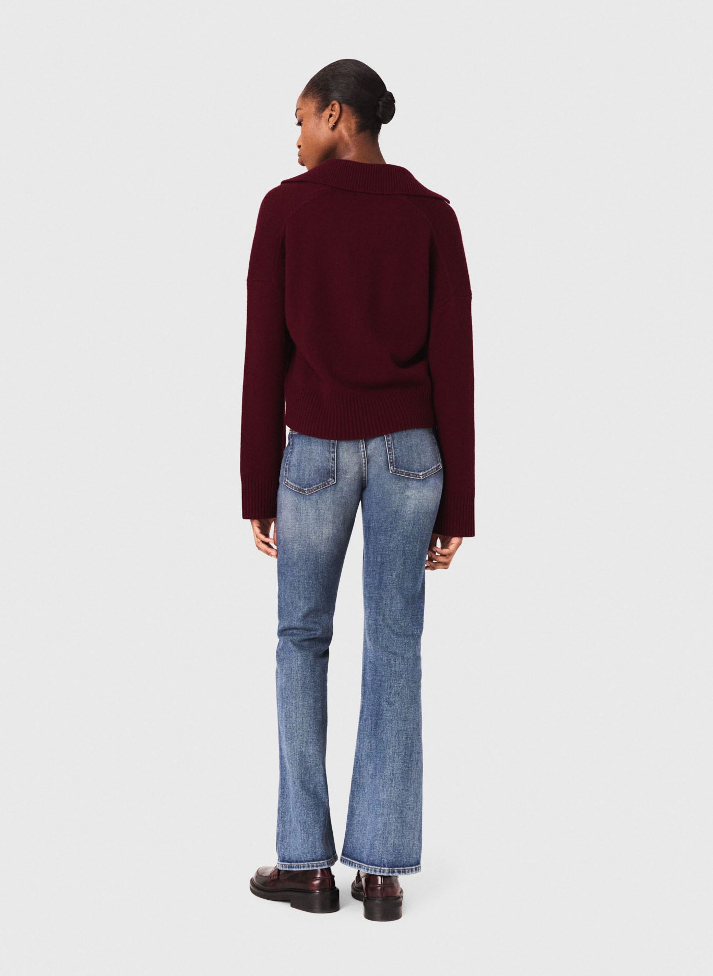 Blossom V-neck wool-blend sweater MAJE Red