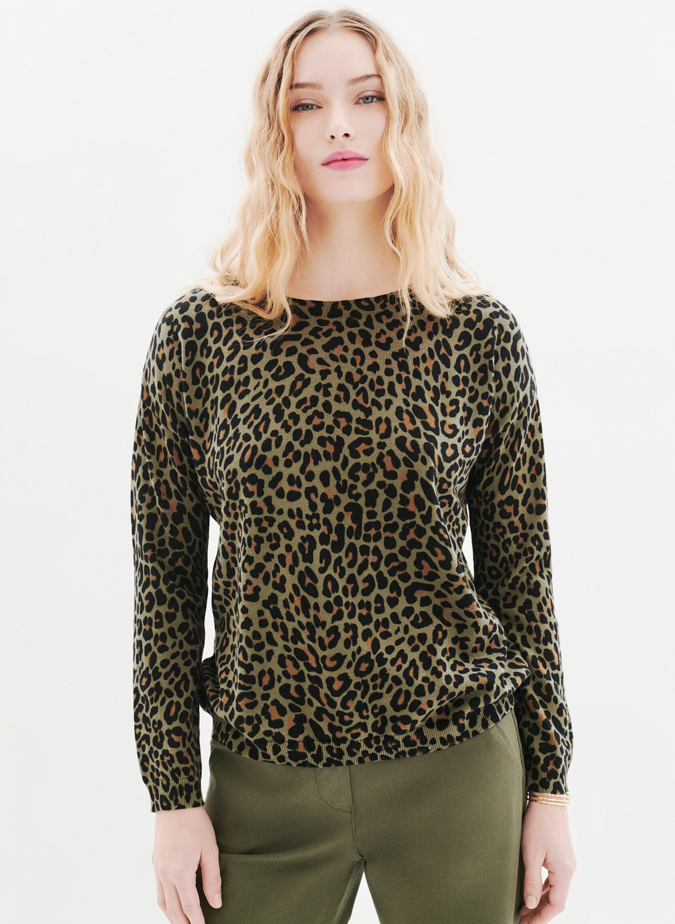Pull à motif léopard CAROLL Vert
