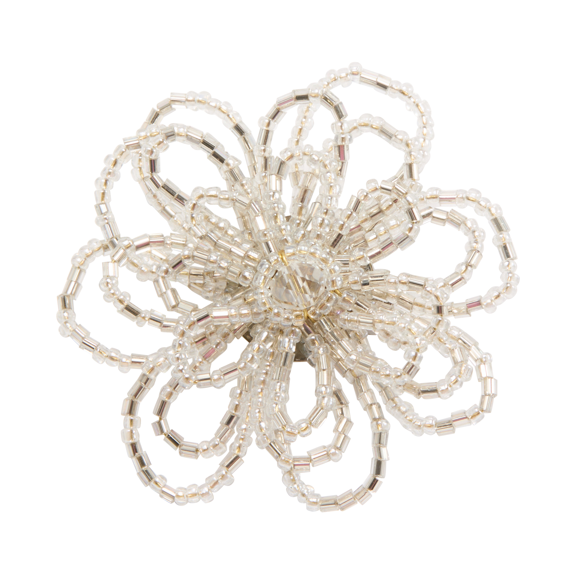 Broche perlée fleurs FEEKA Argent