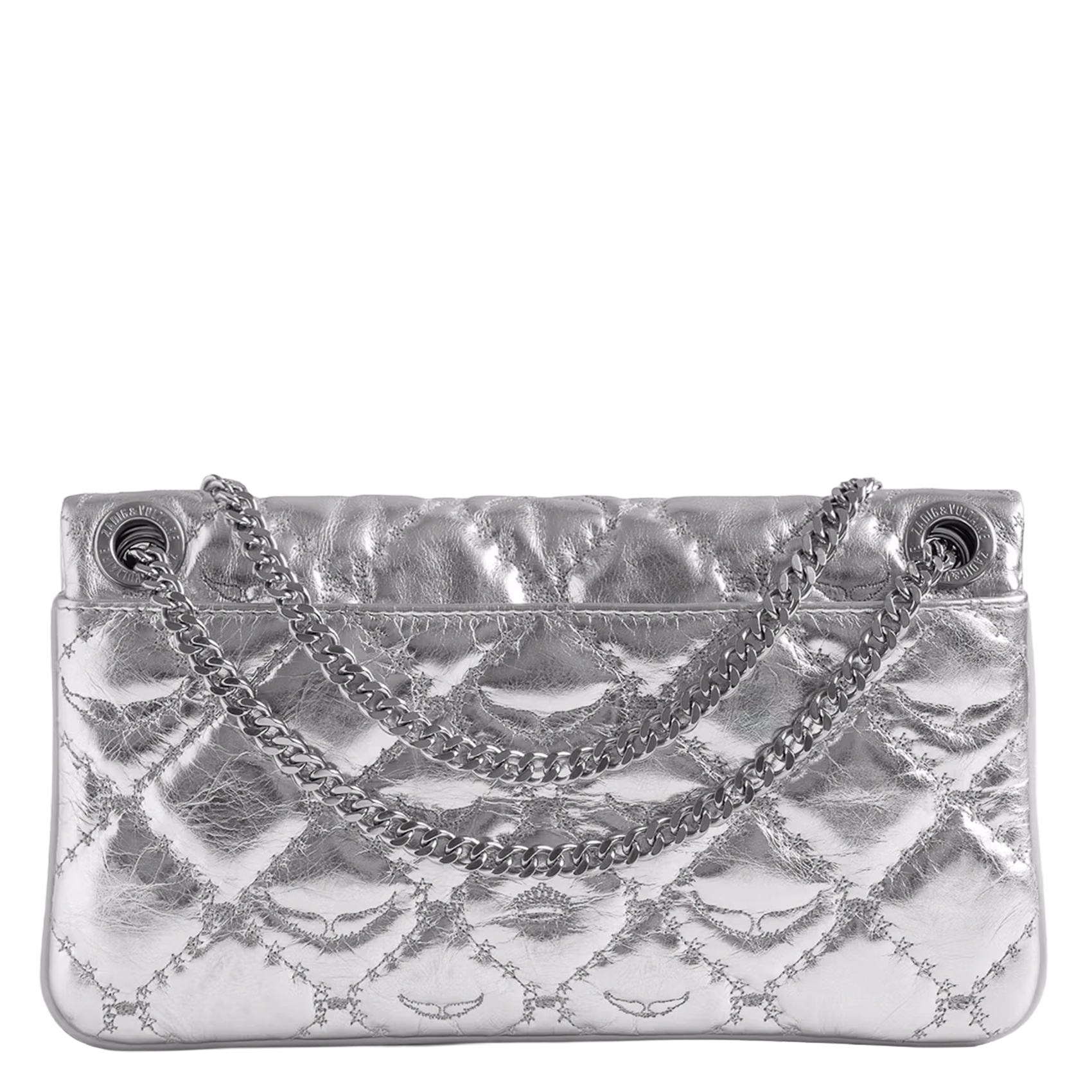 Gewatteerde clutch met metallic leren flap ZADIG&VOLTAIRE Grijs
