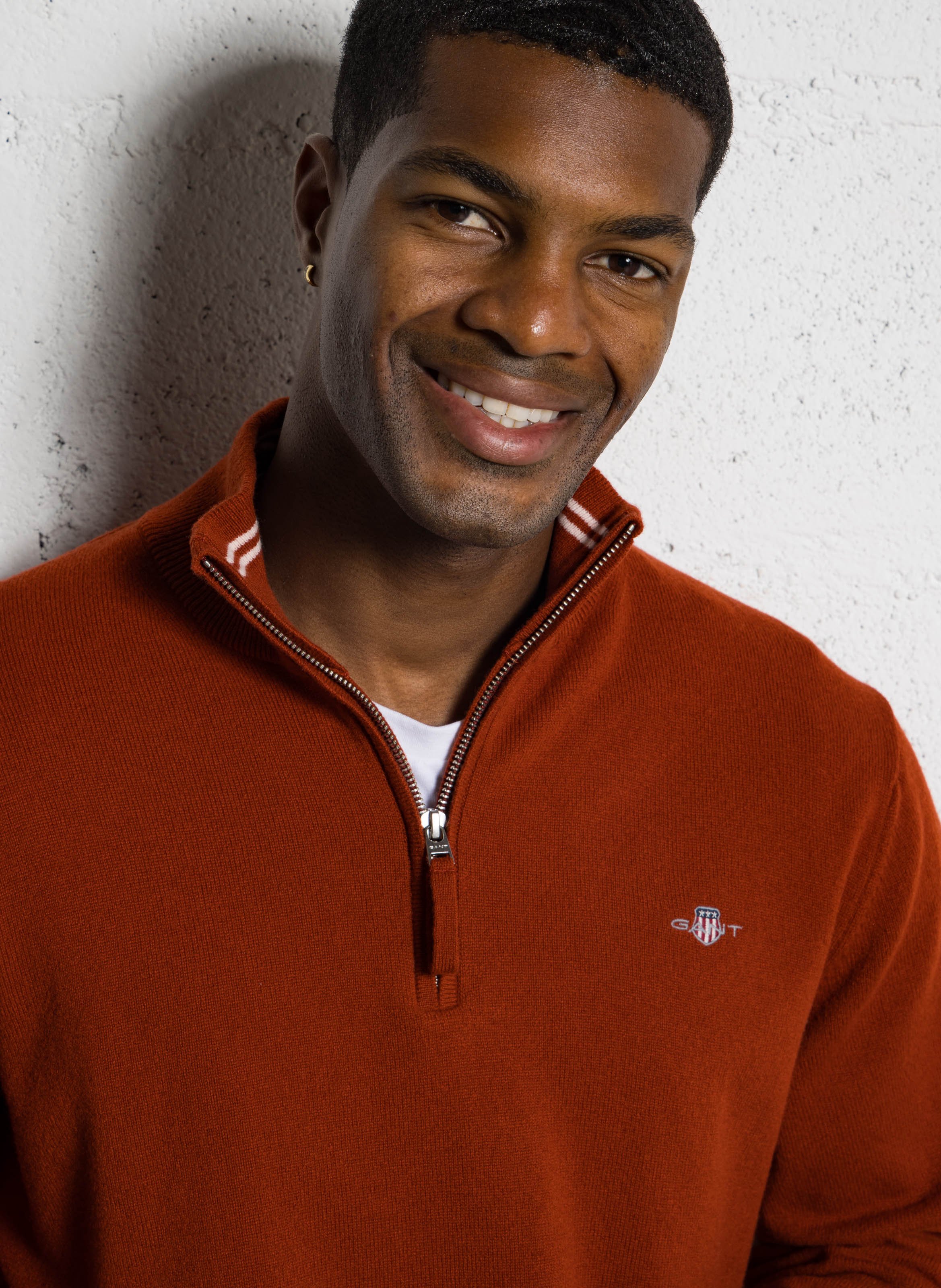 High-neck wool sweater with zip GANT Red