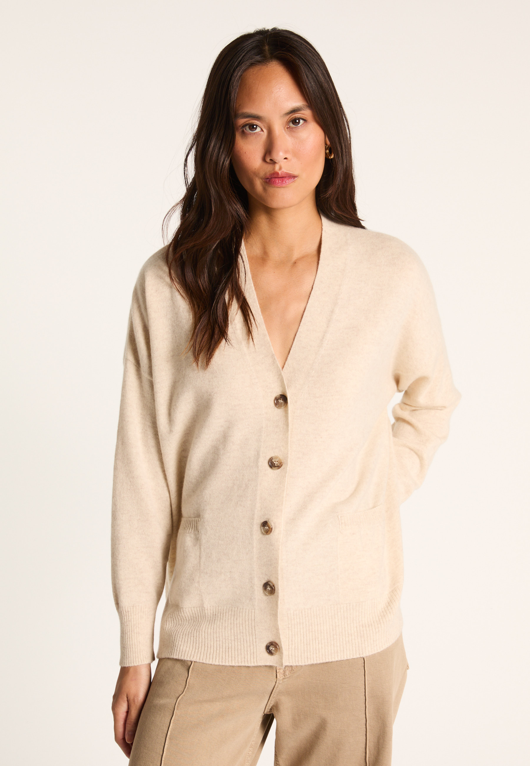 Buttoned cashmere cardigan MAISON MONTAGUT Beige