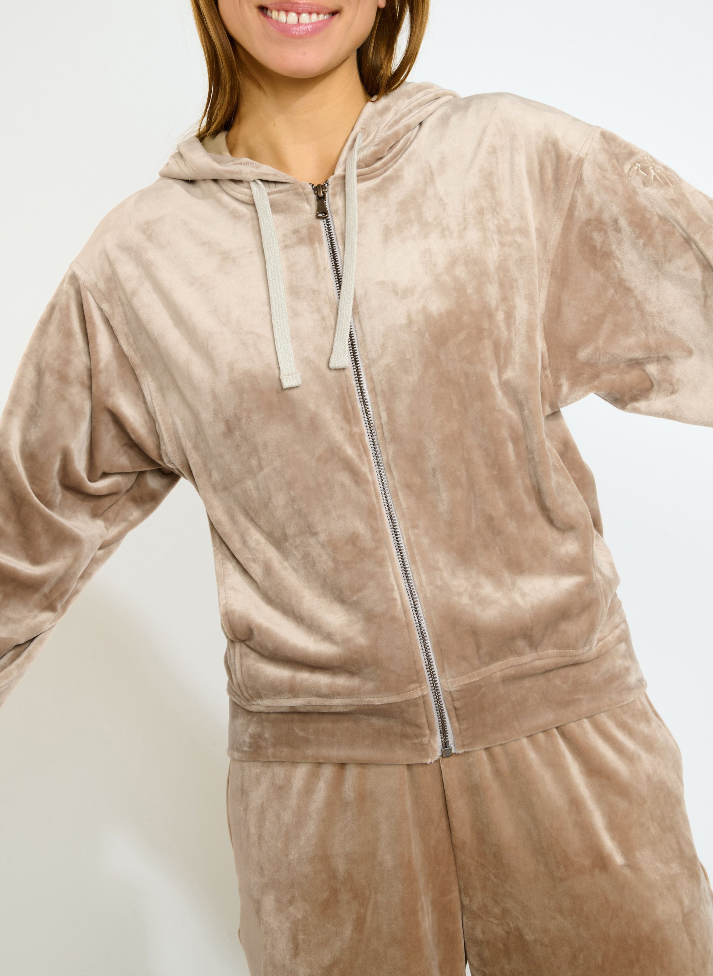 Gilet col rond en velours BANANA MOON Beige