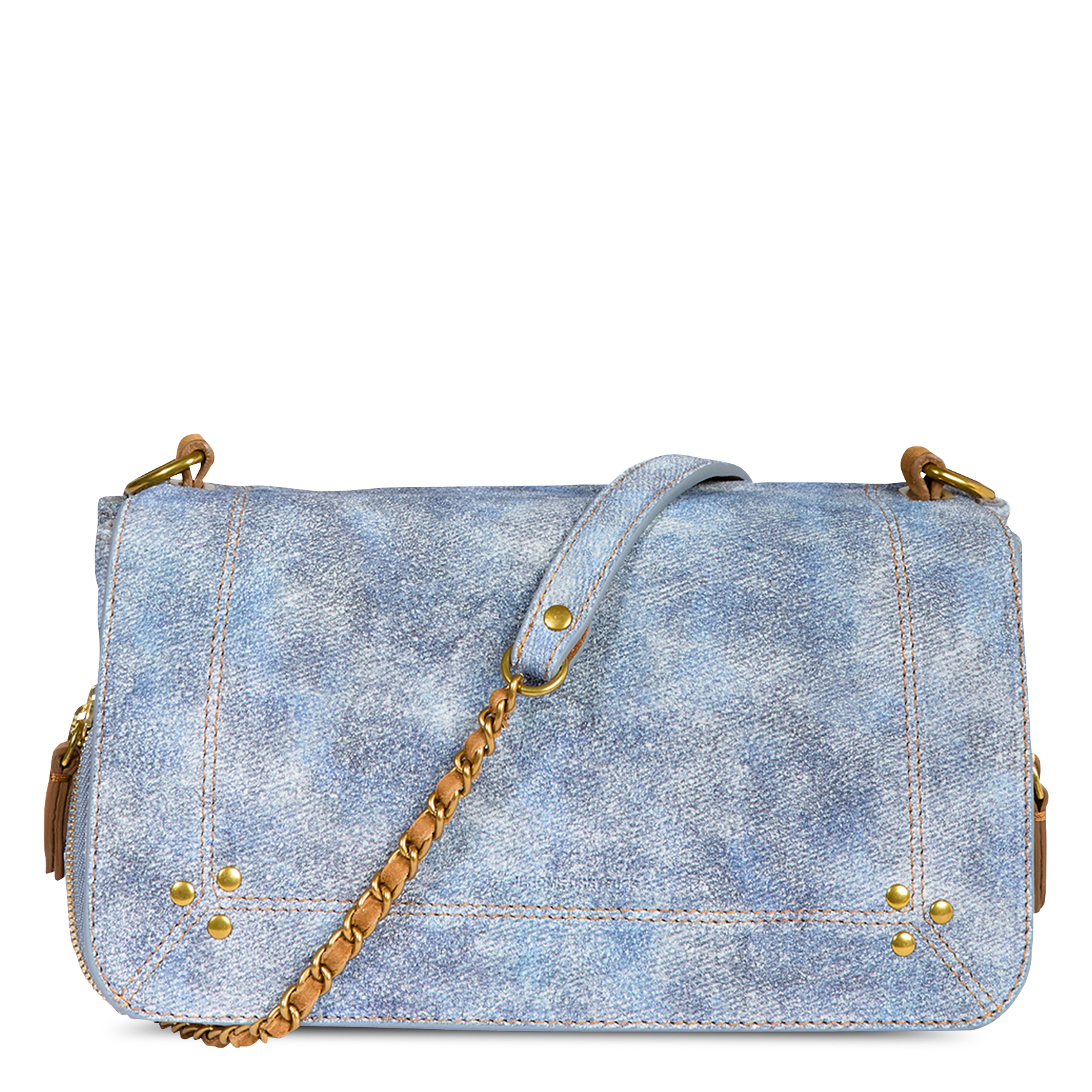 Umhängetasche aus Veloursleder BOBI Washed jean s