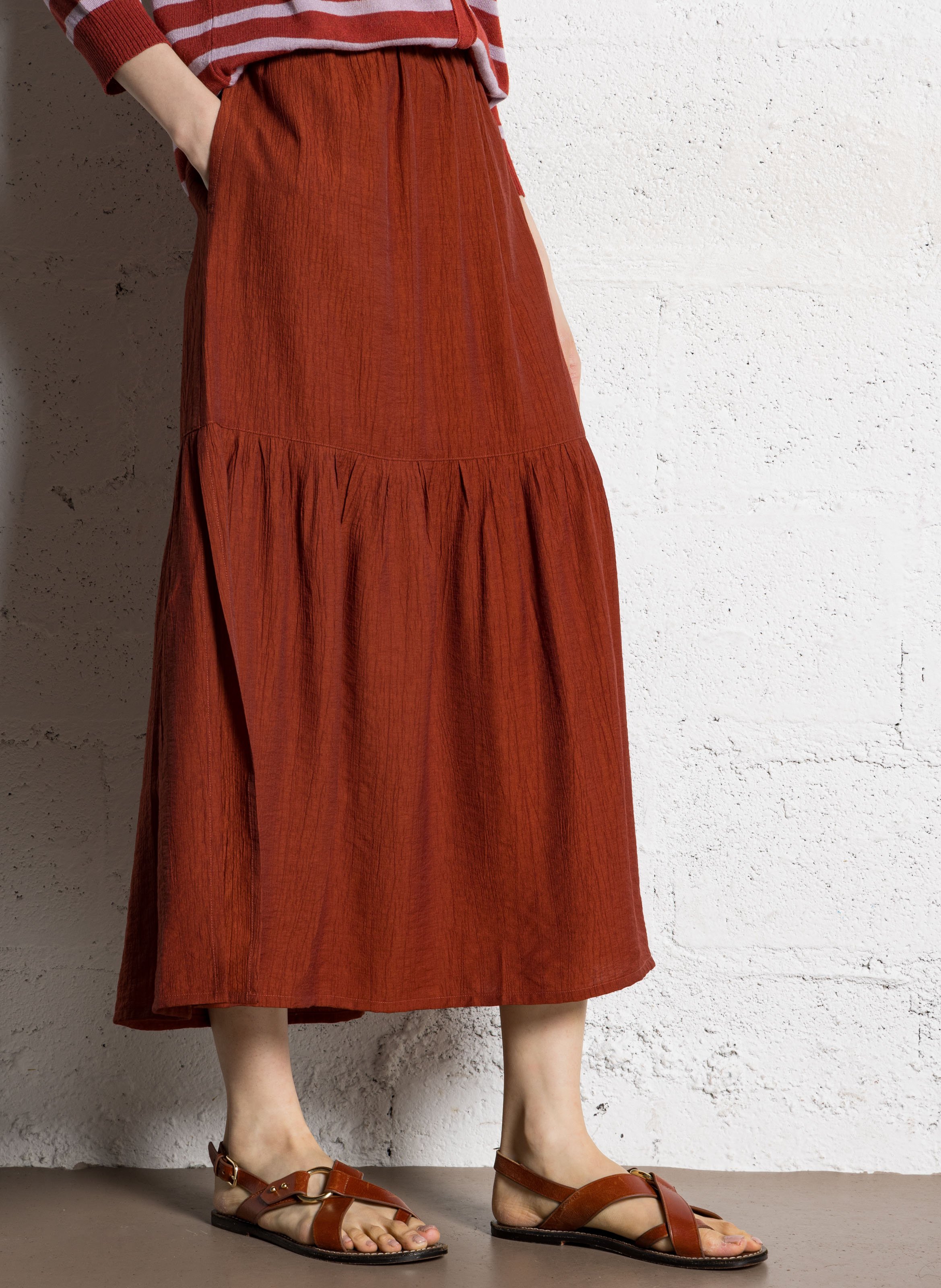 Jupe midi  NICE THINGS Marron