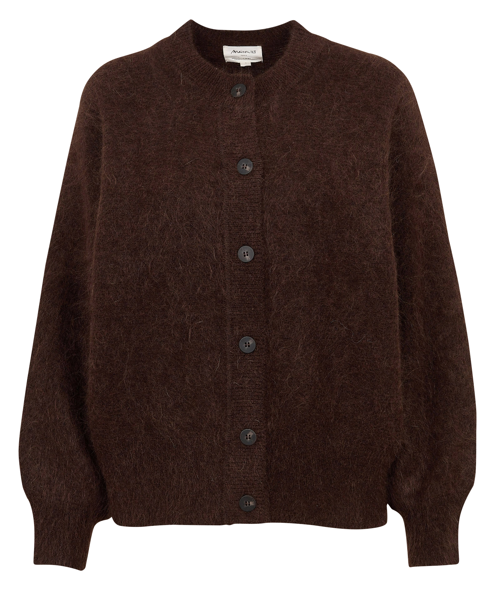 Gilet col rond en laine mélangée MAISON 123 Marron