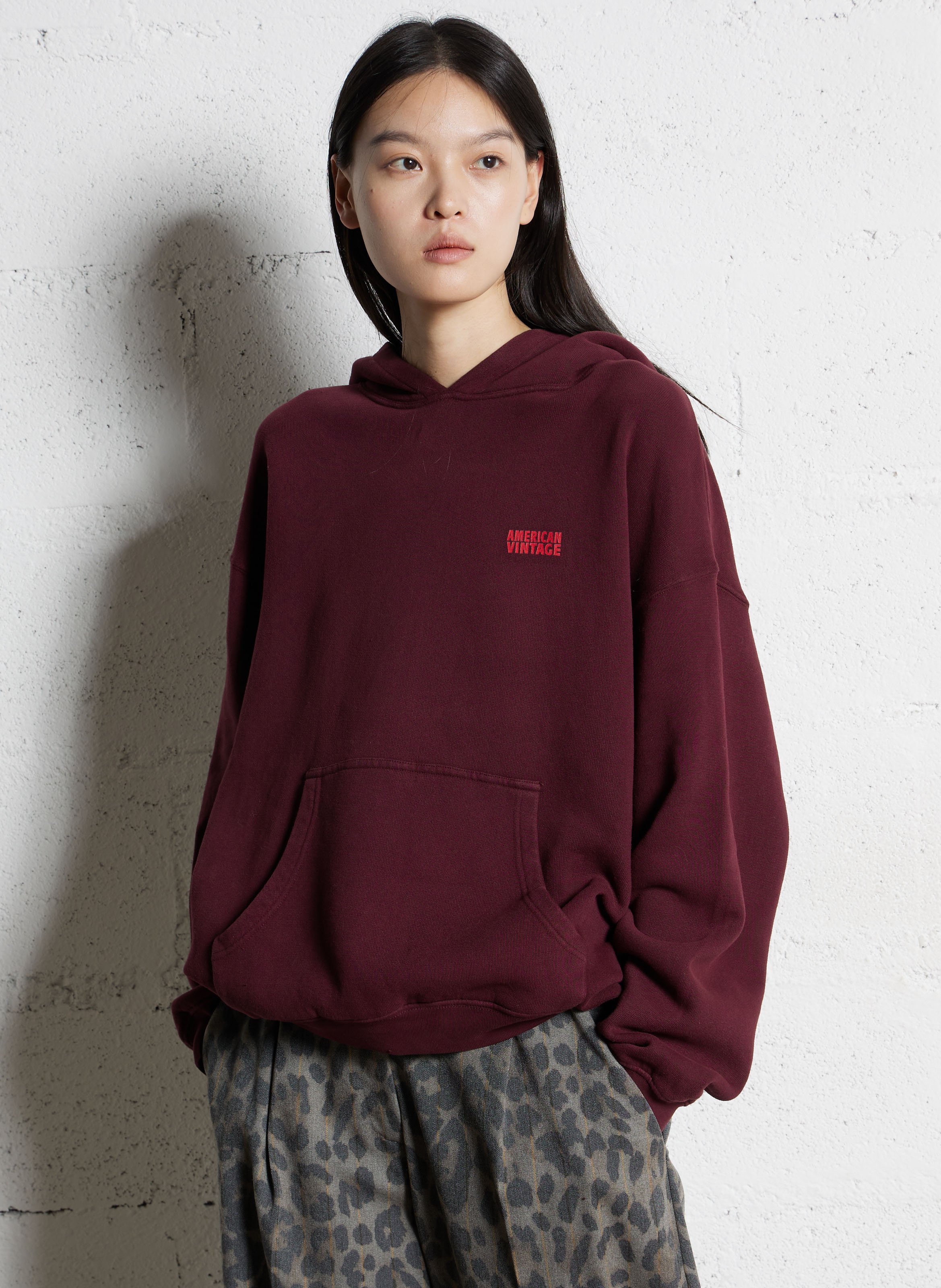 Sweat ample molletonné à capuche en coton AMERICAN VINTAGE
