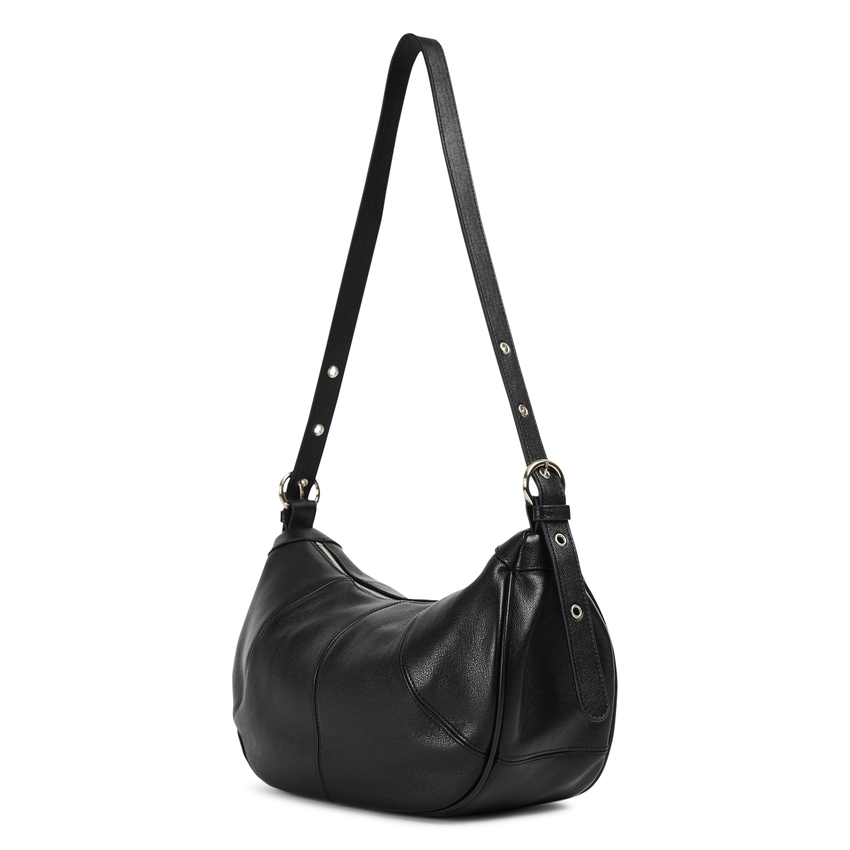 Sac bandoulière en cuir lisse NAT & NIN Noir