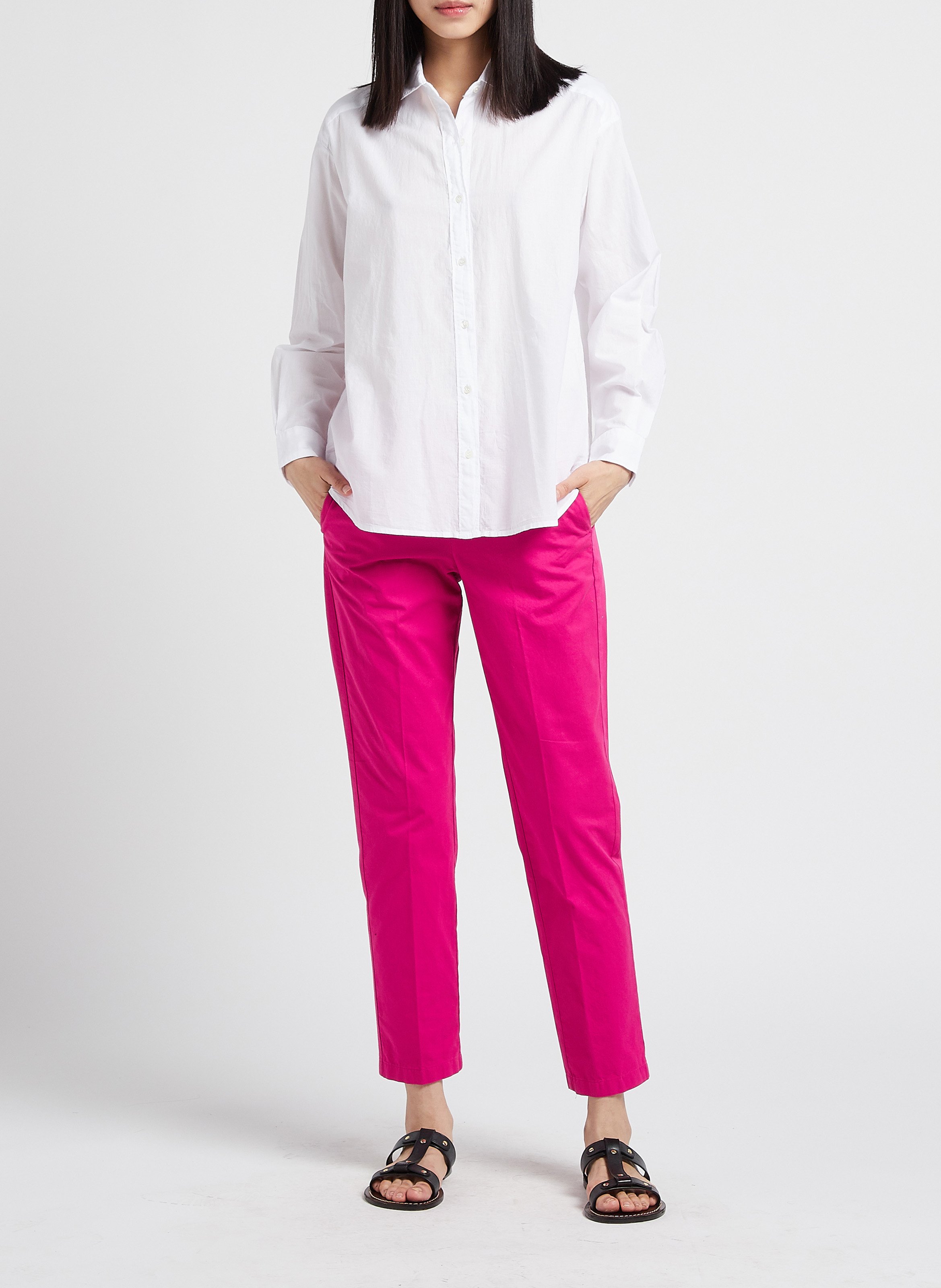 Pantalon droit en gabardine de coton HARTFORD Rose