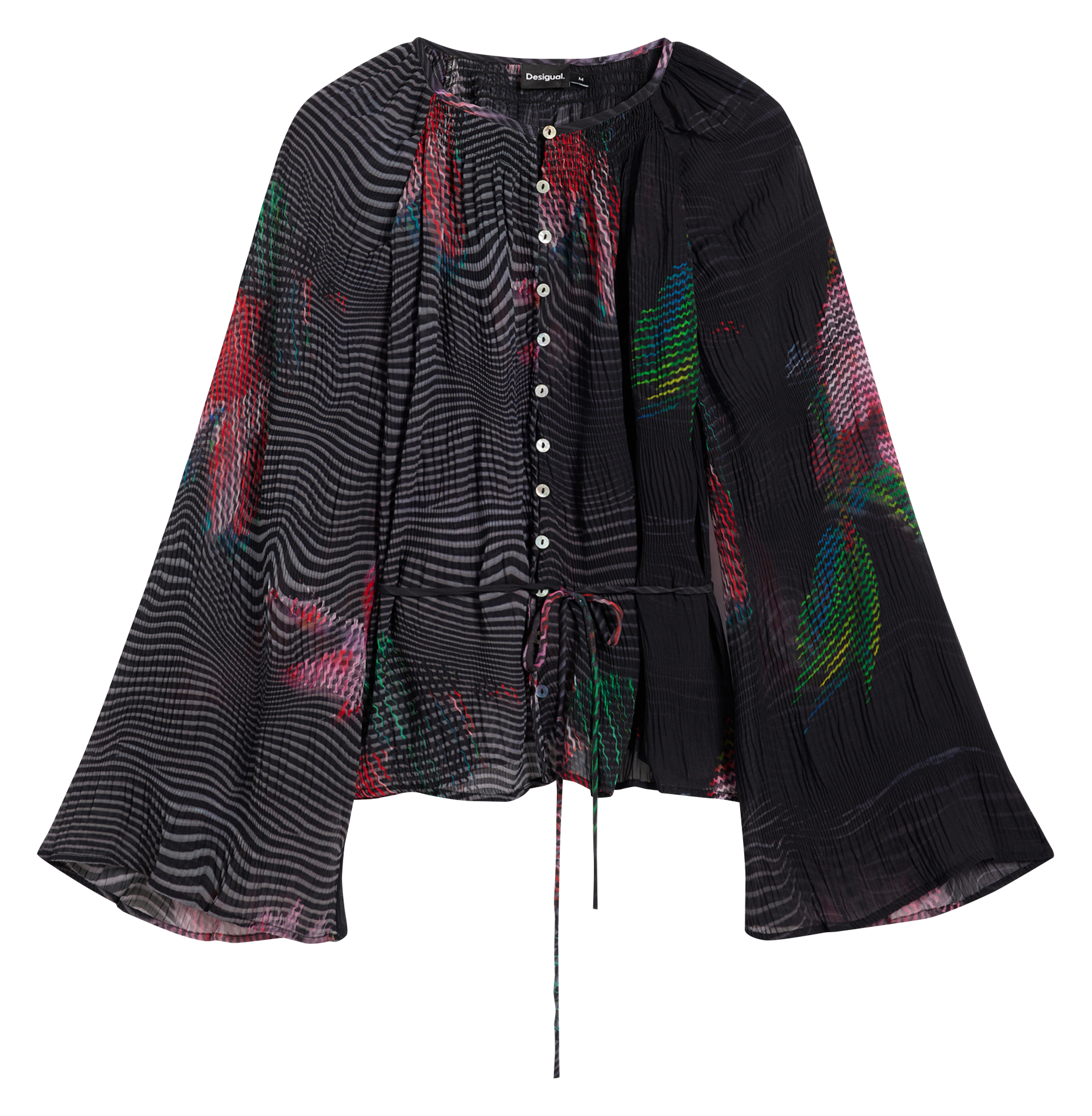 Plisseebluse mit Rundhalskragen DESIGUAL Schwarz