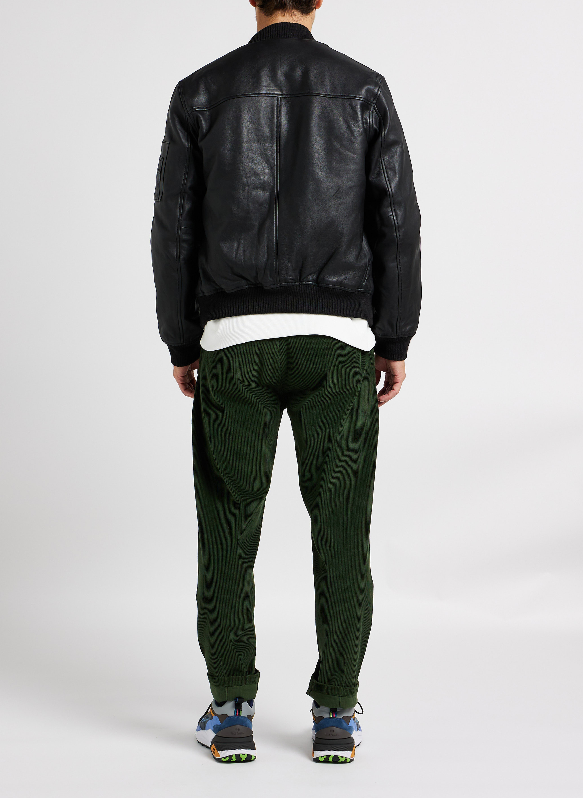 Lederjacke mit Rundhalskragen BOMBERS ORIGINAL Schwarz