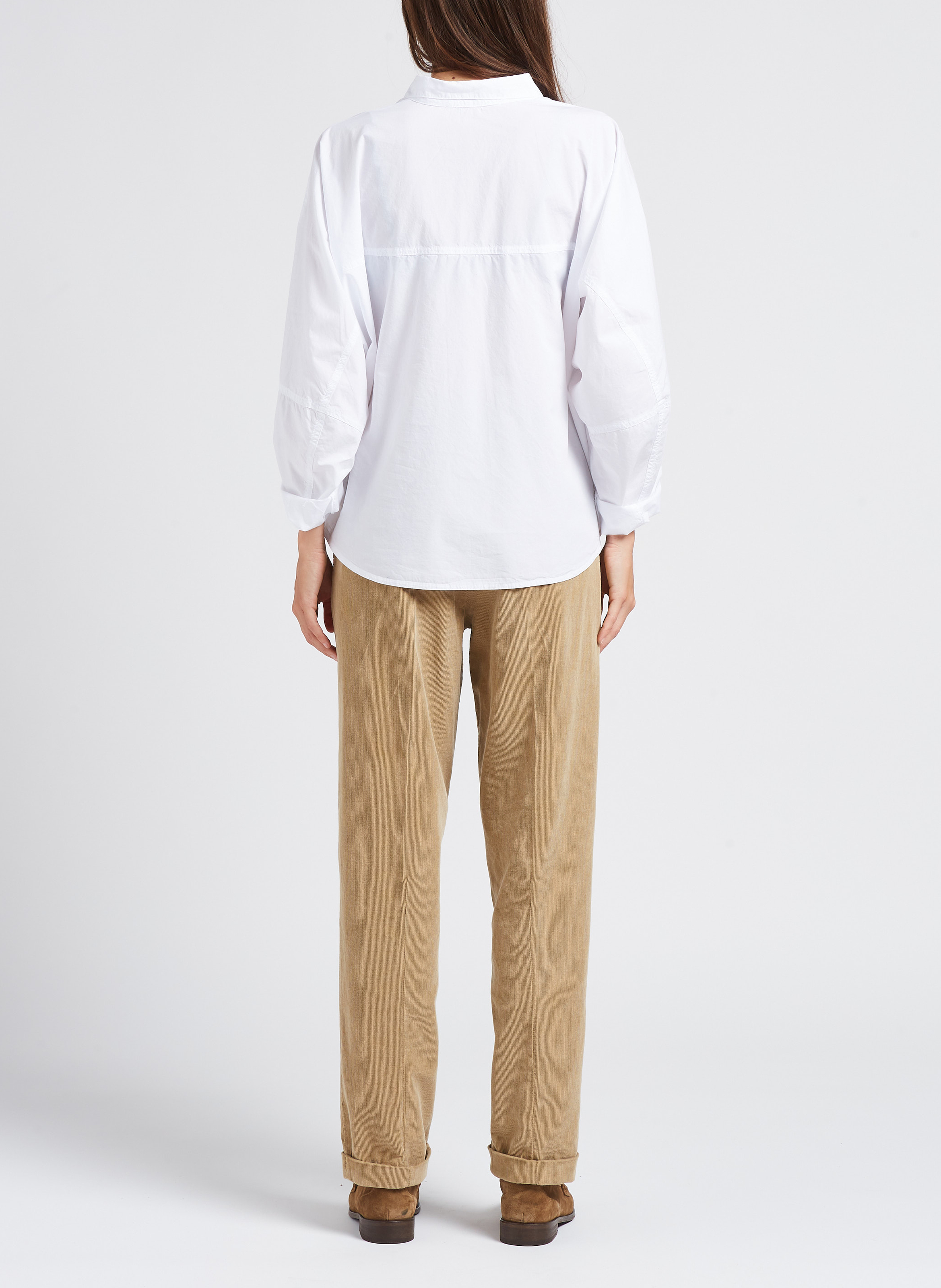 Cotton corduroy carrot trousers POMANDERE Brown