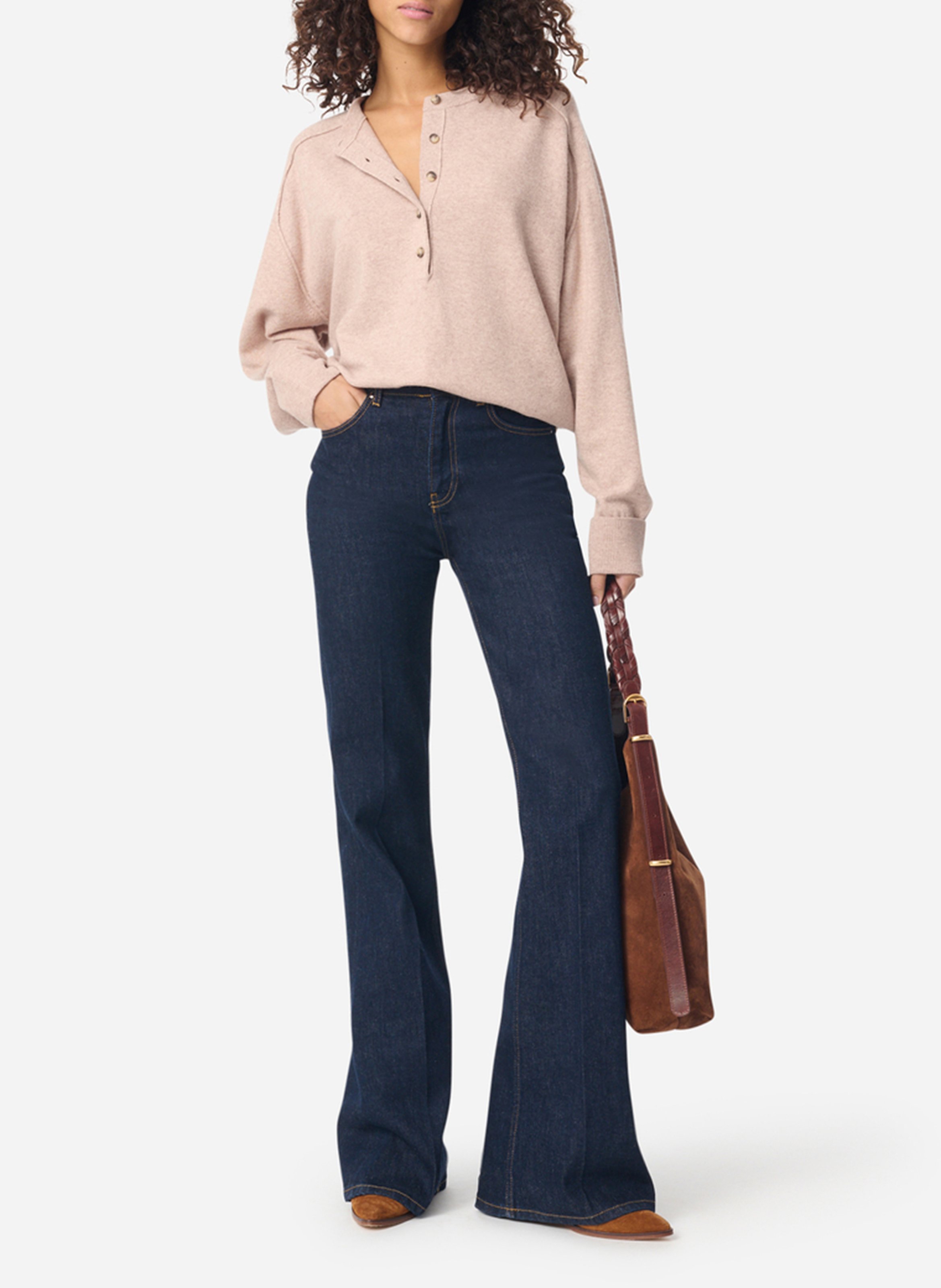 Pull col rond en laine VANESSA BRUNO Beige