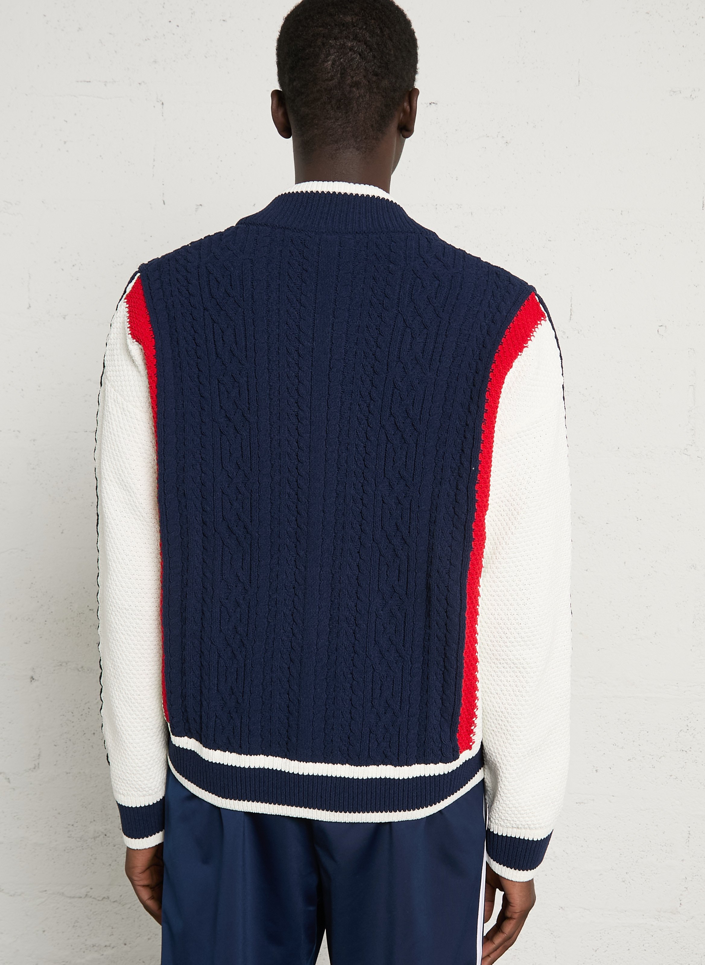 Weit geschnittener, dreifarbiger Strick-Cardigan ADIDAS Blau