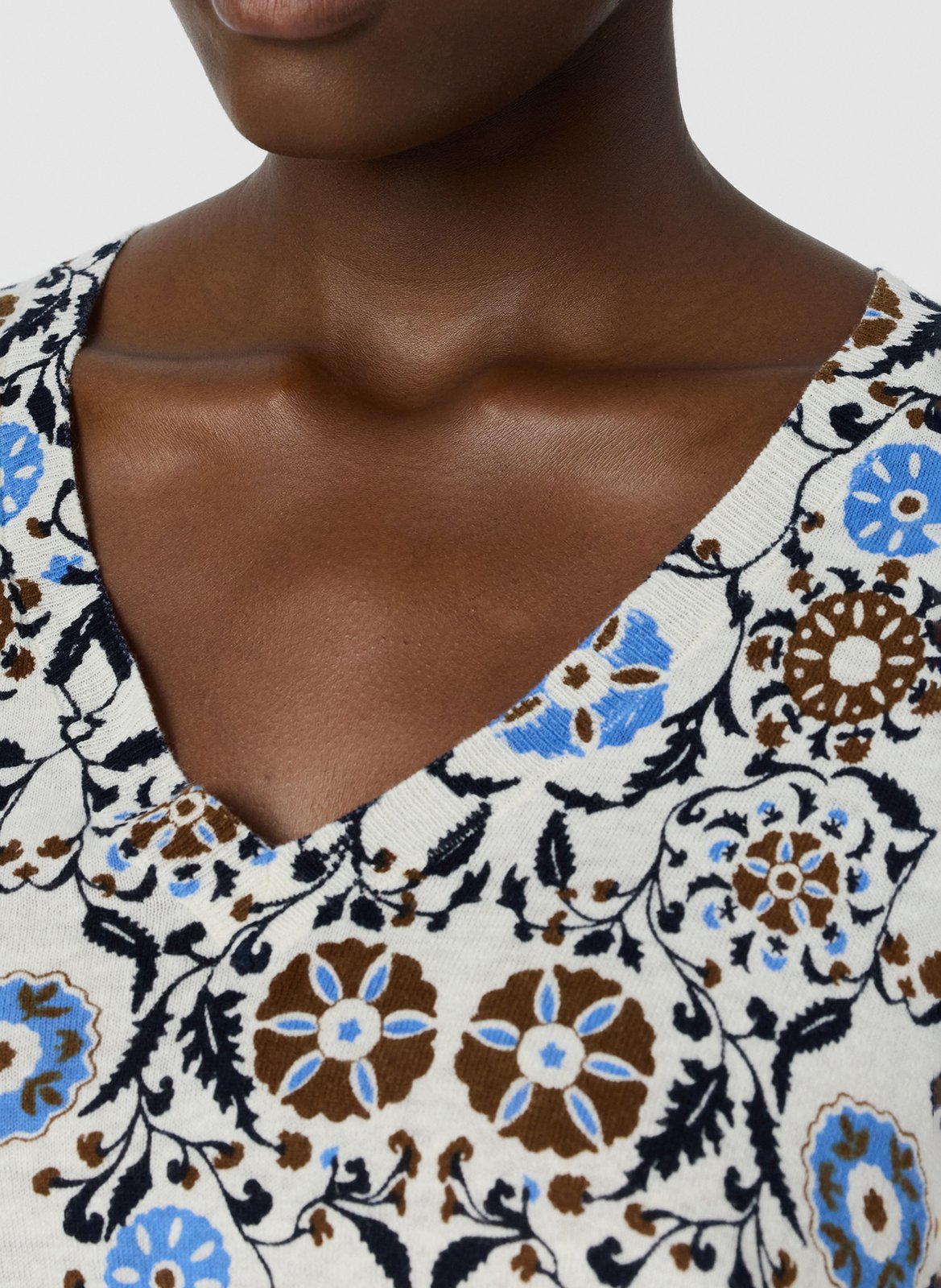 V-neck linen-blend sweater GERARD DAREL Brown