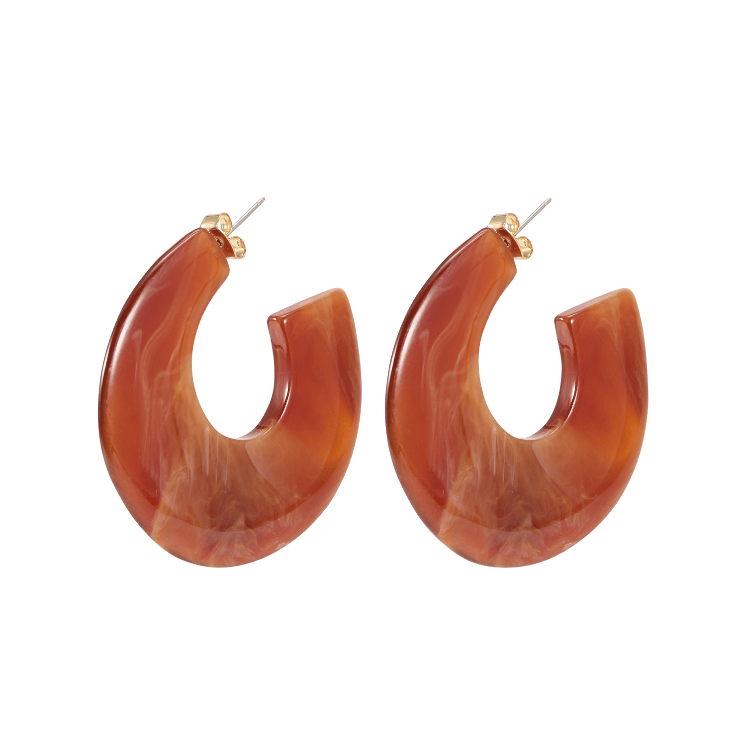 Créoles en résine et laiton LA FEE MARABOUTEE Marron