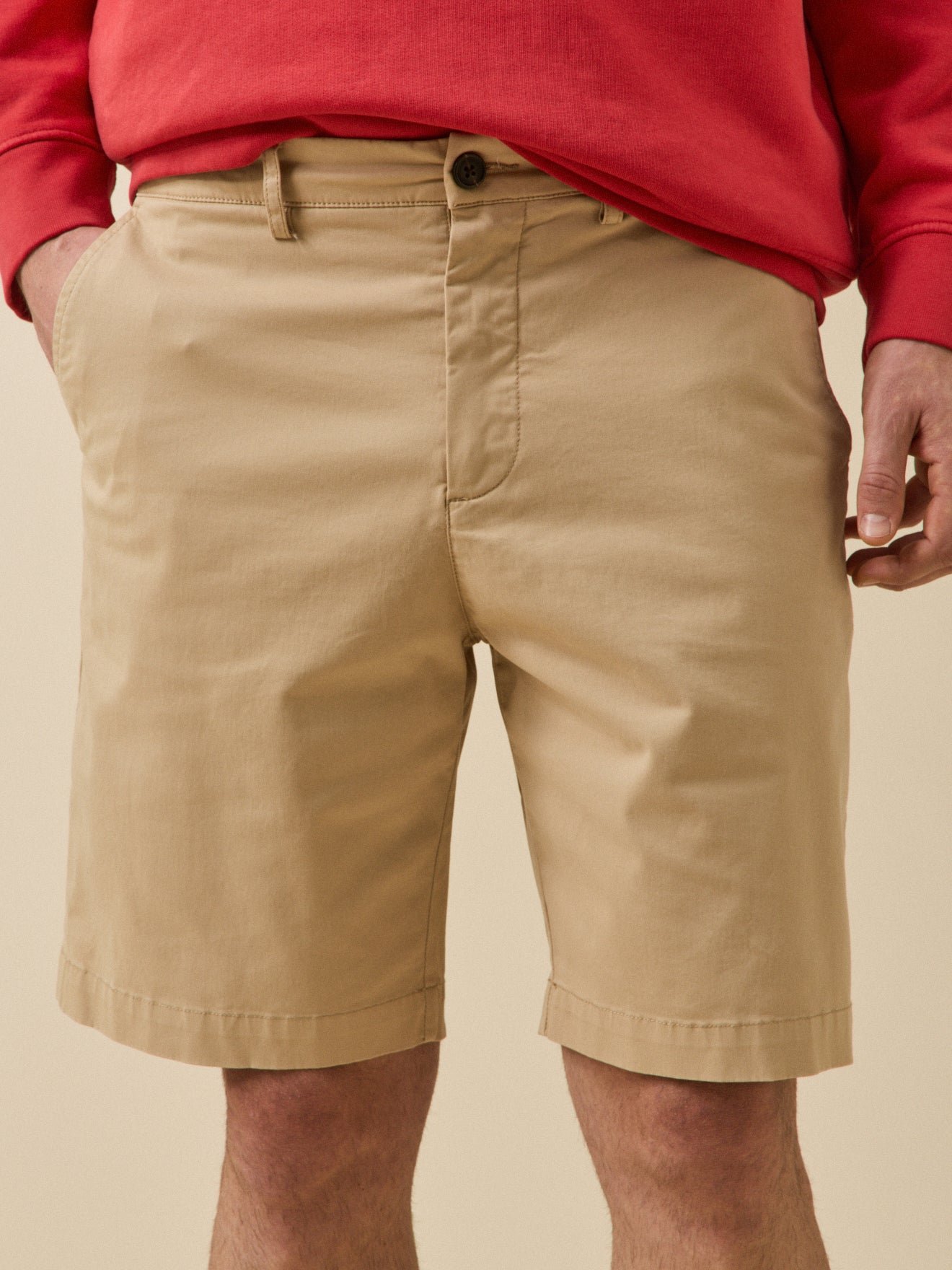 Stretch cotton chino Bermuda shorts  Beige