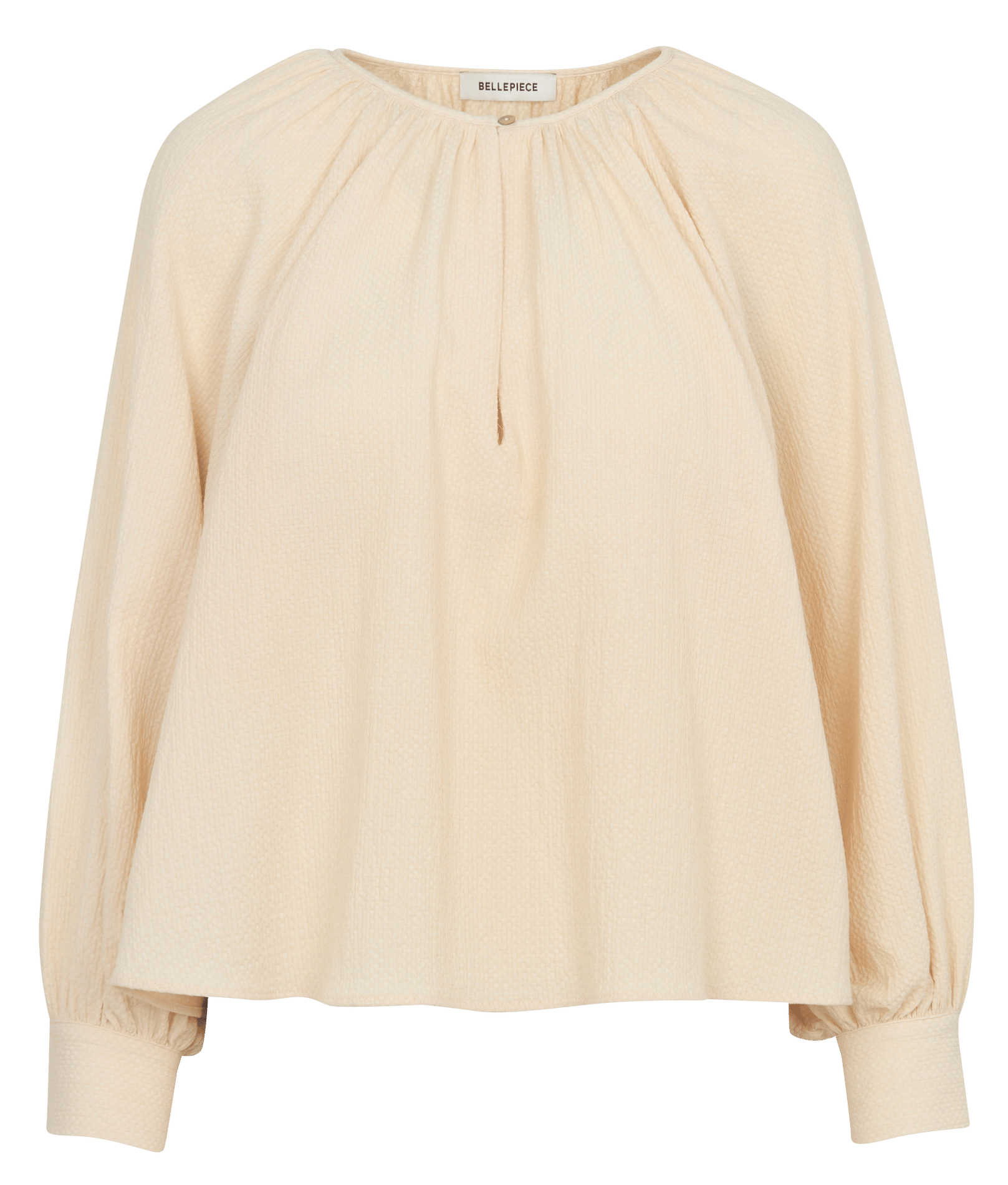 Oversize cotton round-neck blouse BELLEPIECE Beige