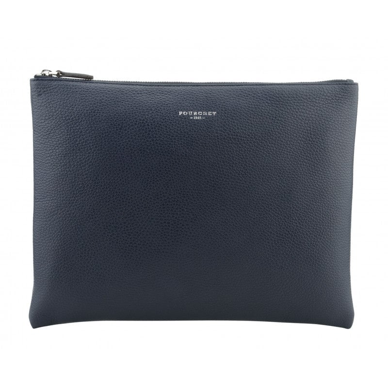 Calfskin leather shoulder bag POURCHET Blue