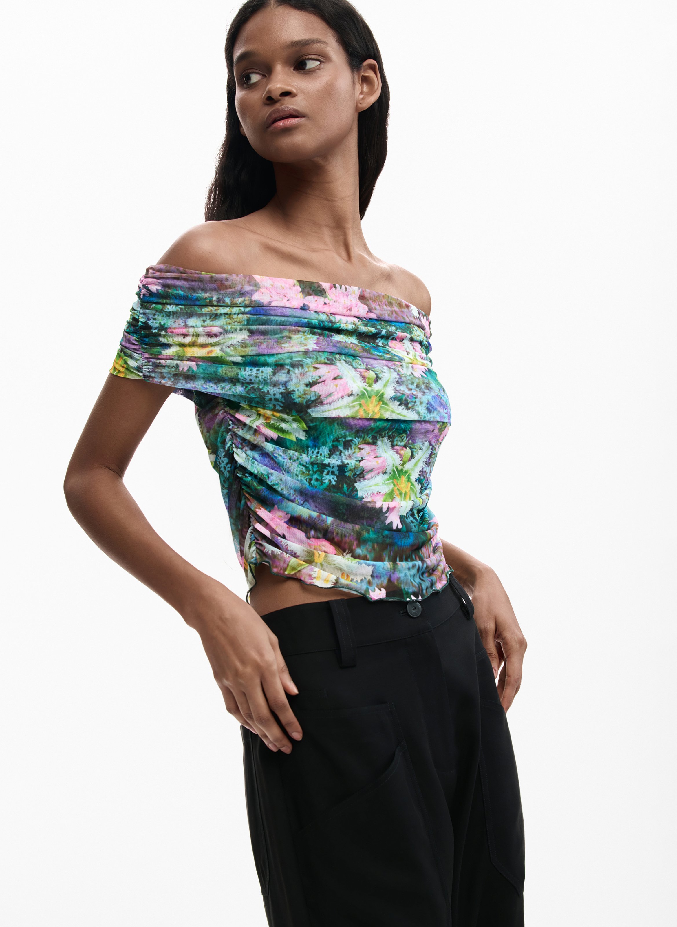 Top à imprimé floral DESIGUAL Vert