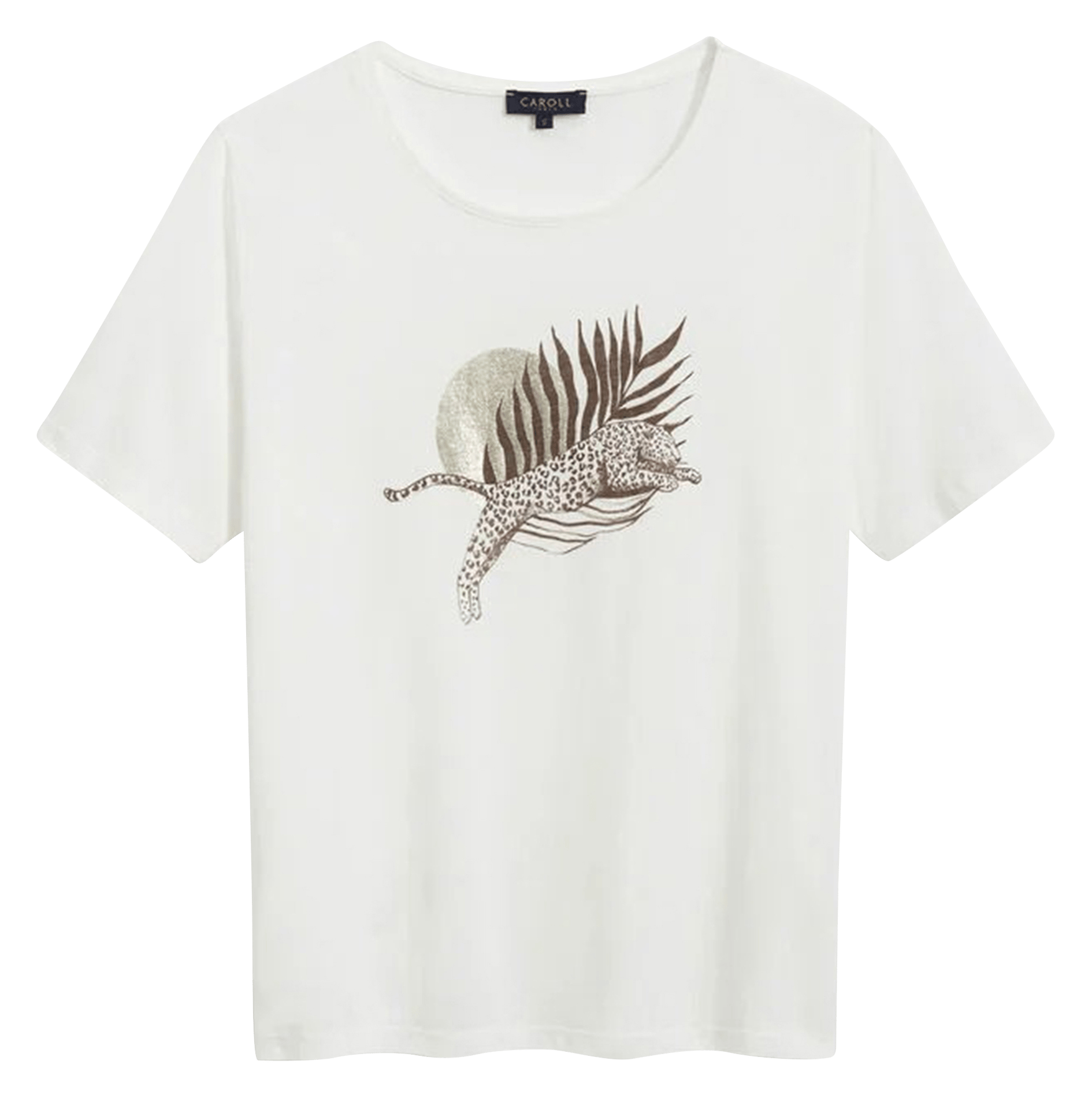 Tee-shirt oversize col rond en coton mélangé imprimé CAROLL Beige