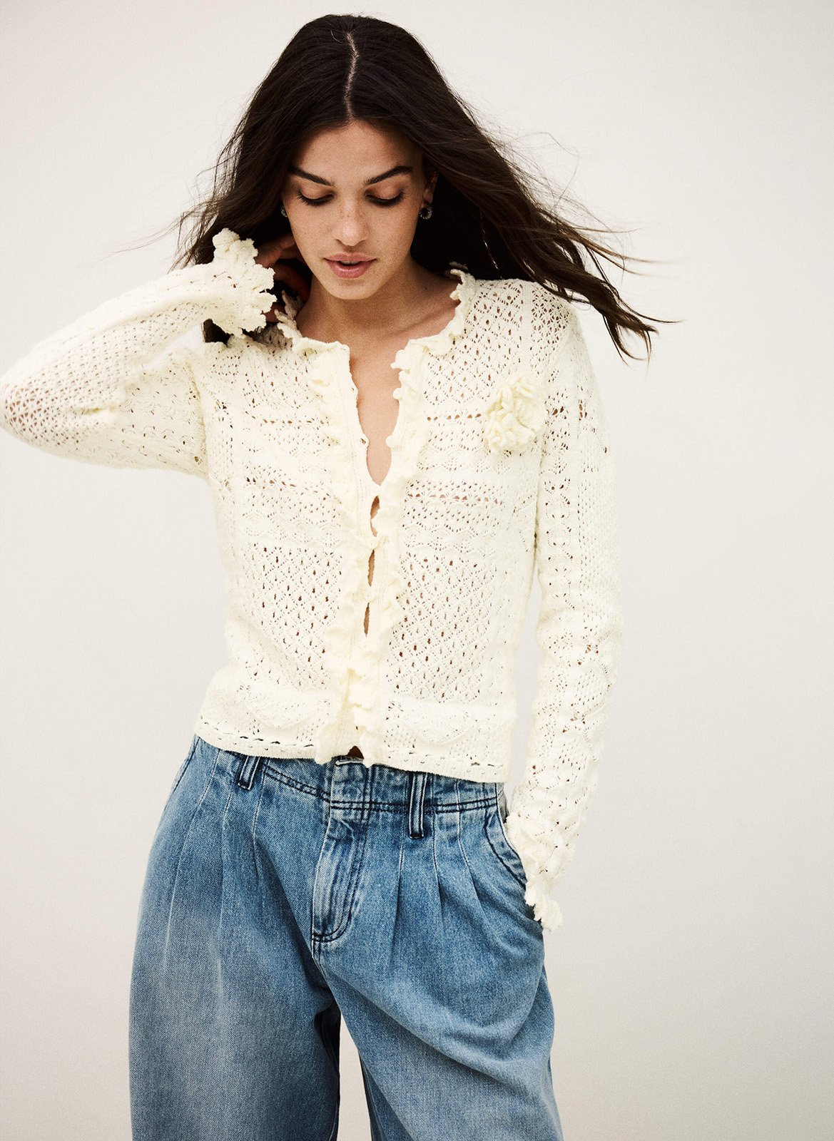 Gehaakte top met V-hals BA&SH Beige