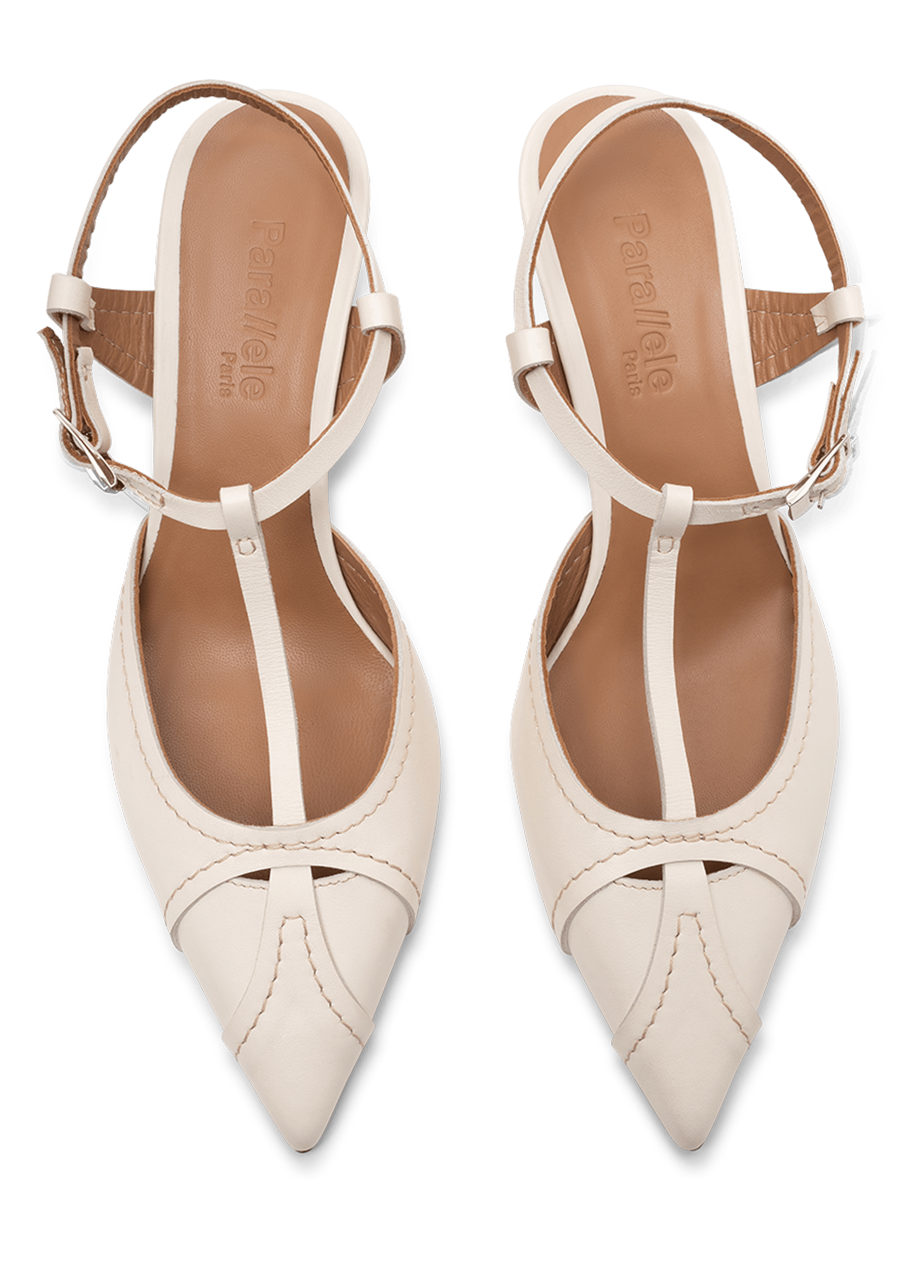 Slingback en cuir lisse latte PARALLELE PARIS Blanc