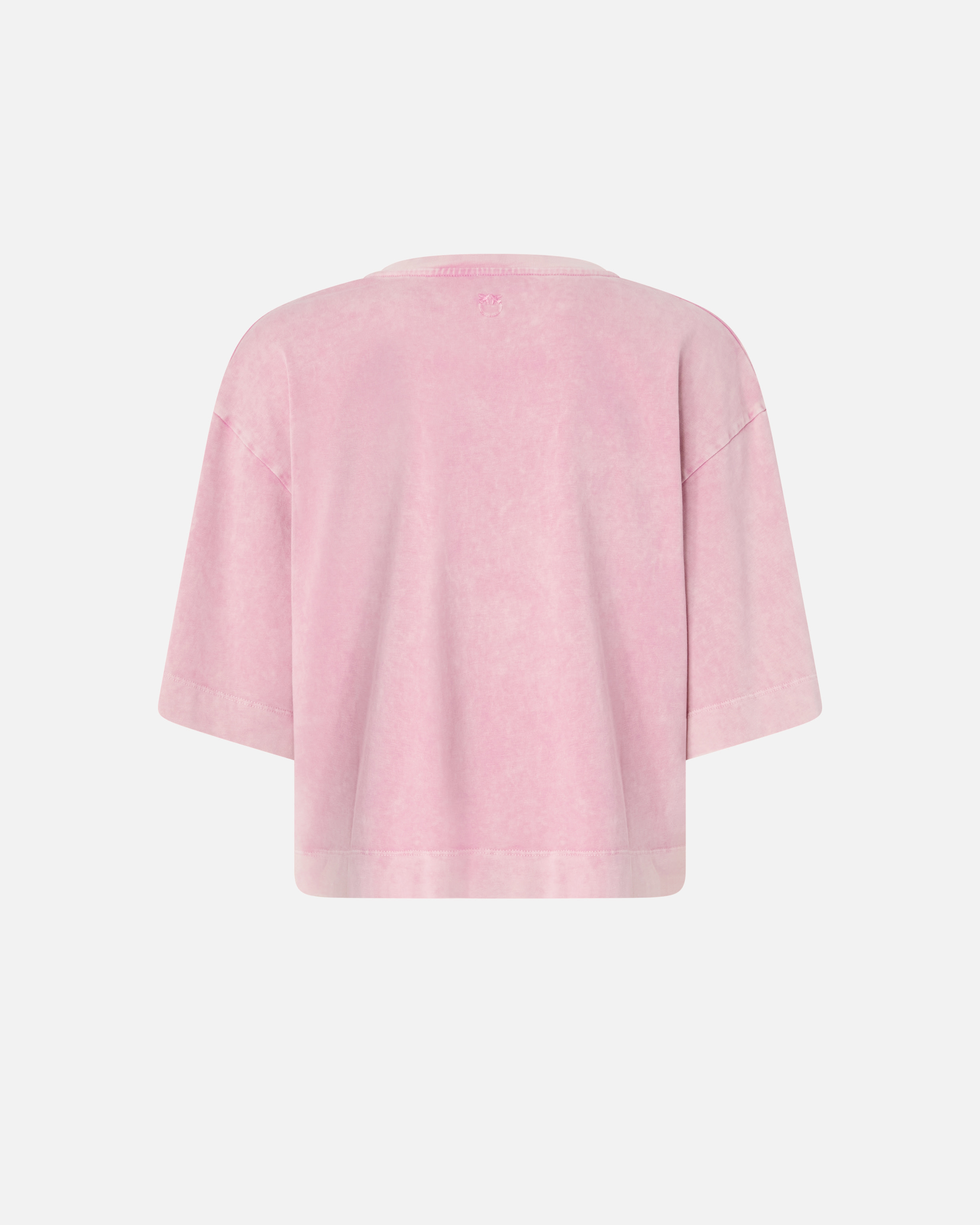 Distressed pinko cropped embroidered t-shirt PINKO Pink