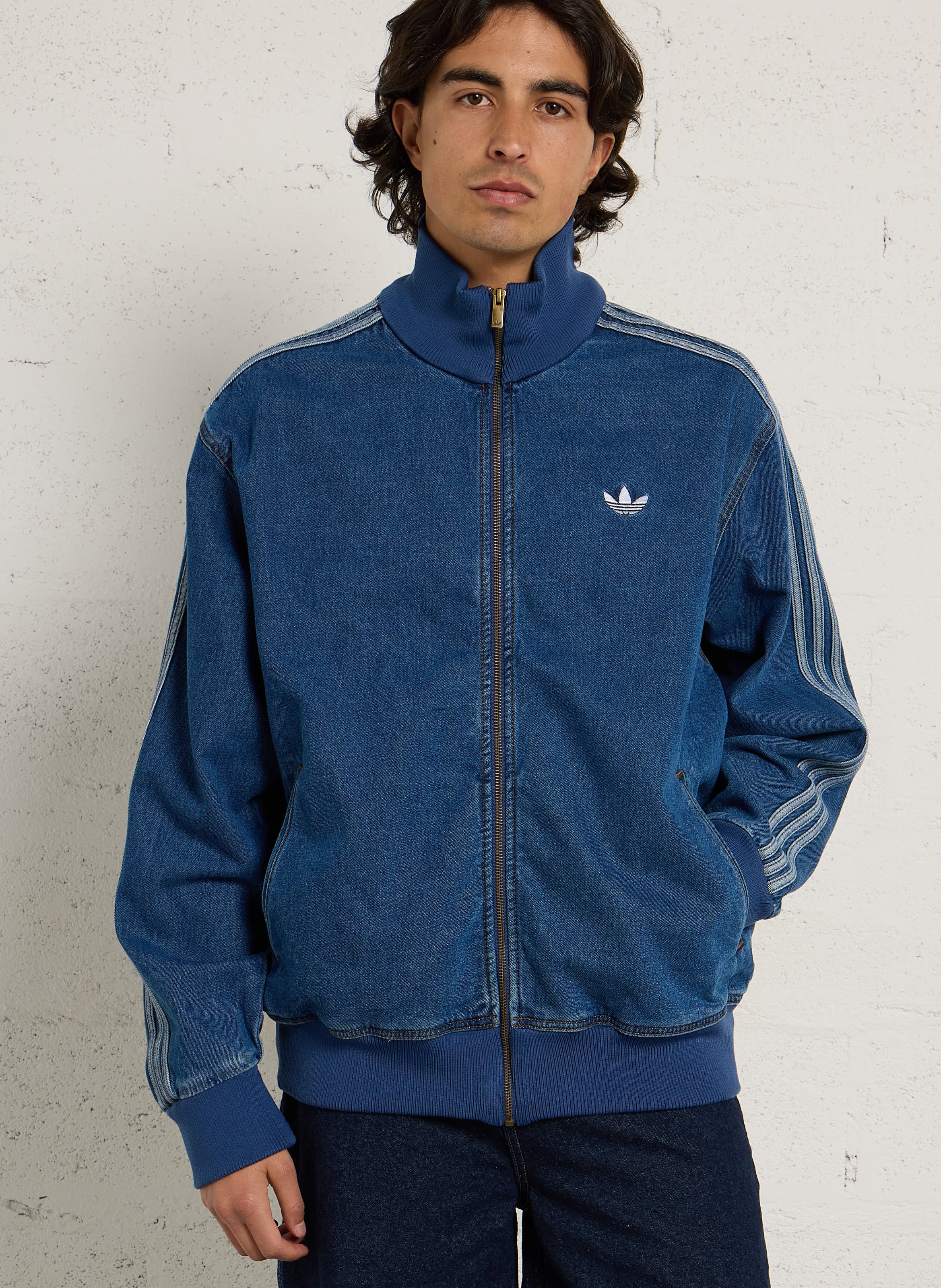 Veste en jean droite en coton ADIDAS Bleu