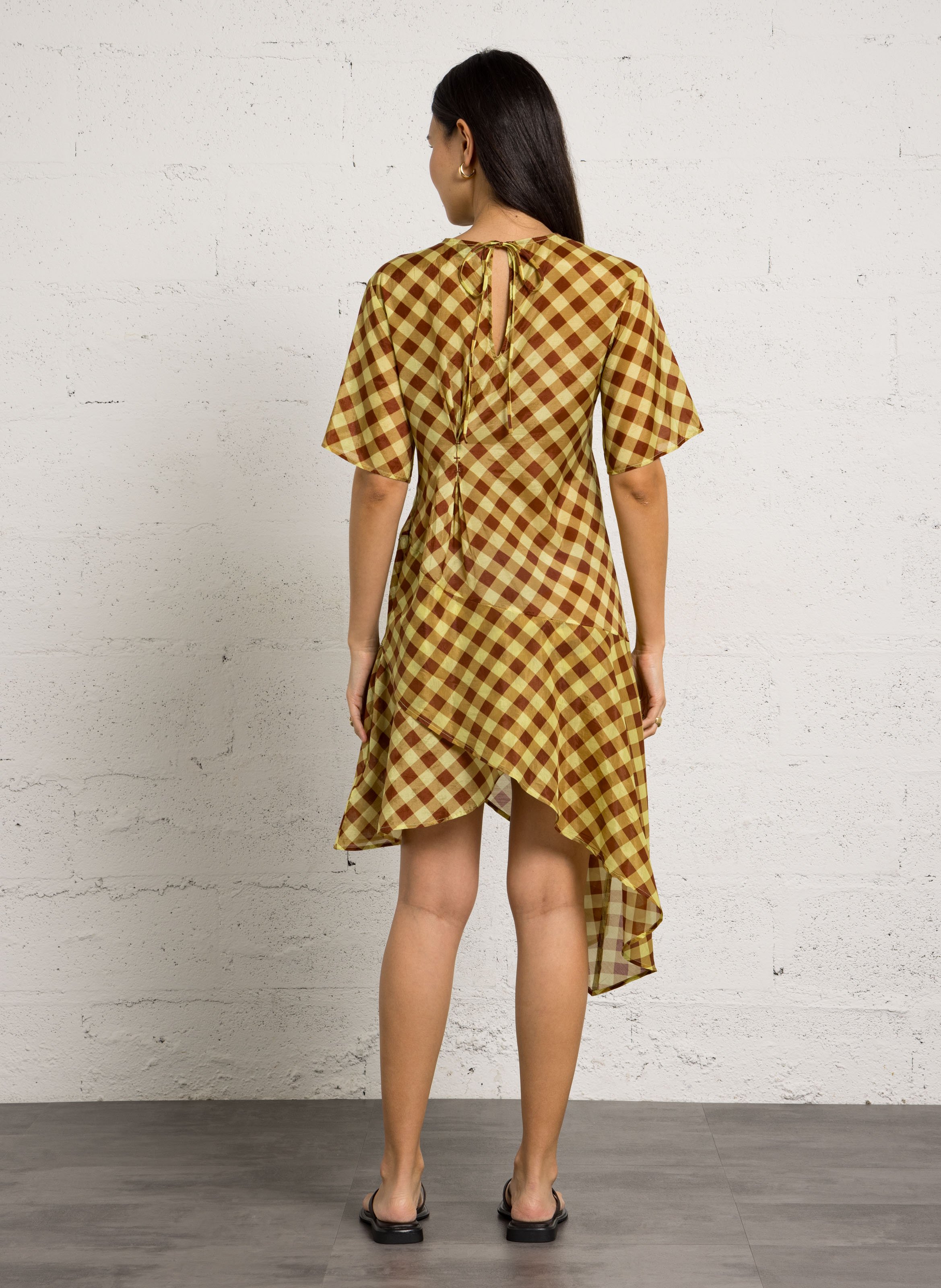 Short asymmetrical plaid dress DAMSON MADDER Multicolored