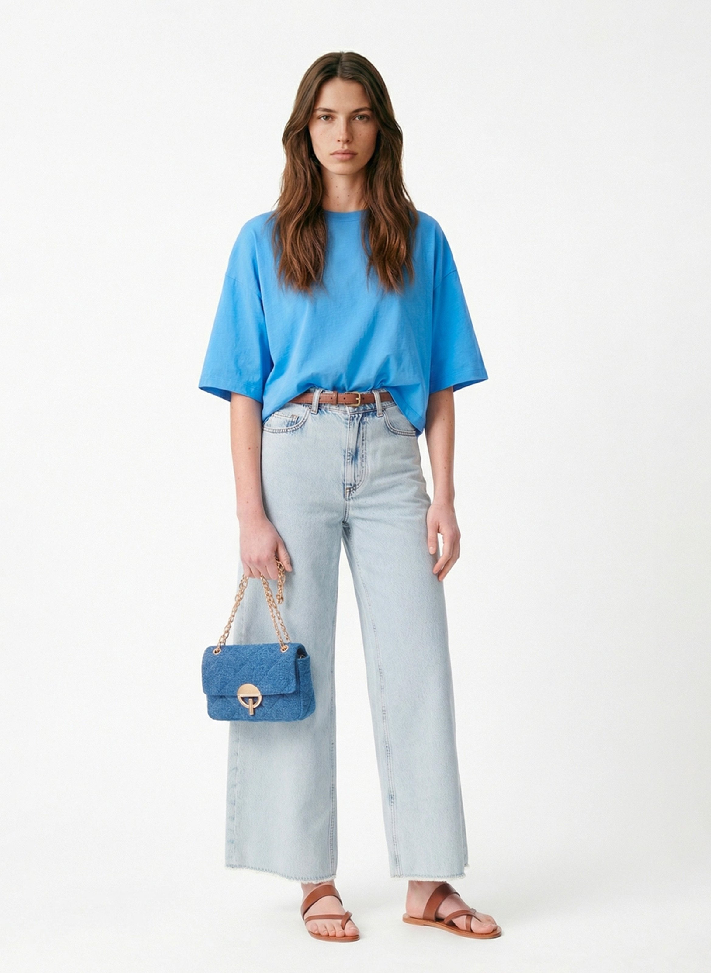 Kort T-shirt van biokatoen VANESSA BRUNO Blauw