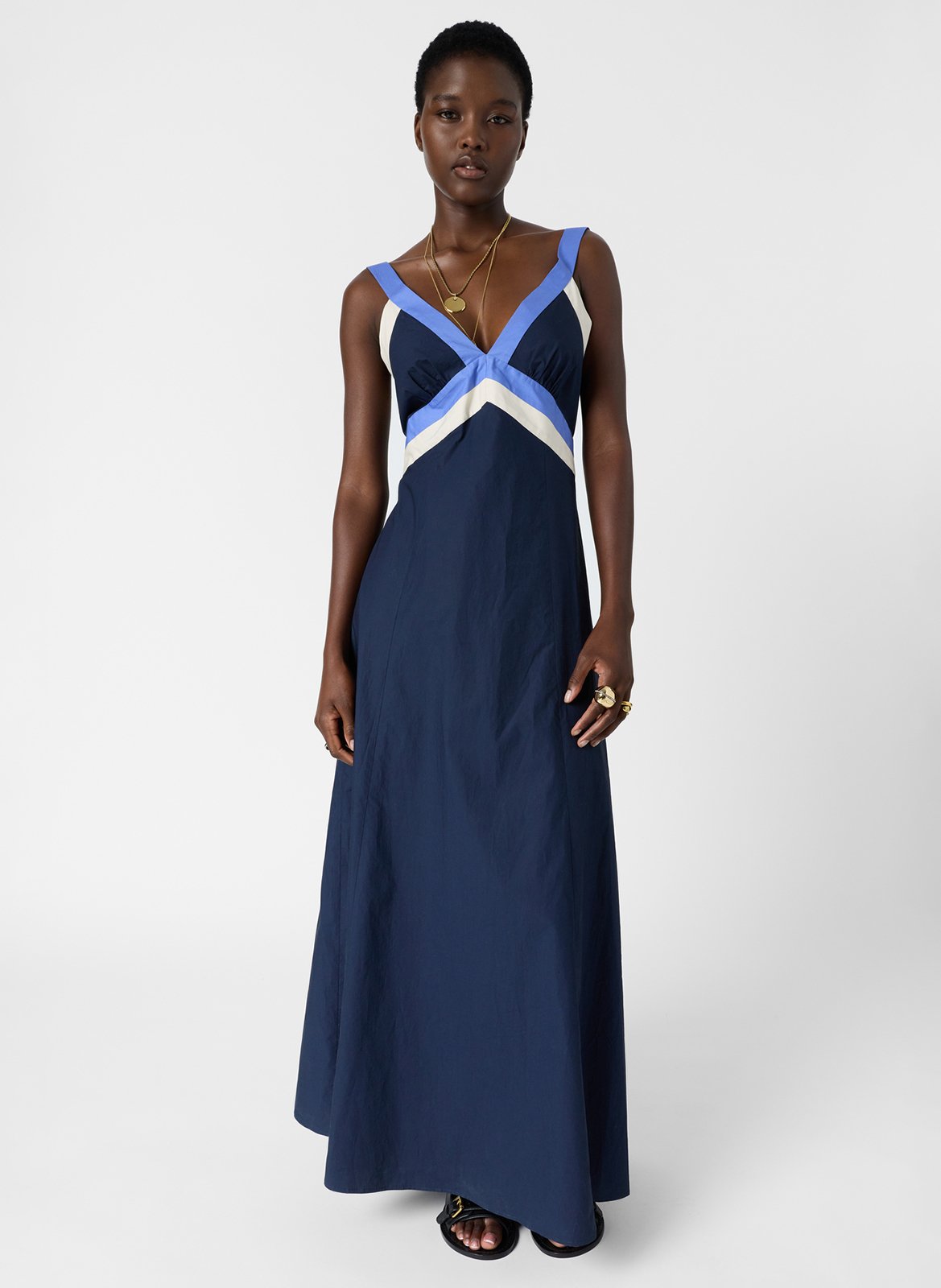 Langes Kleid mit überkreuzten Trägern GERARD DAREL Blau