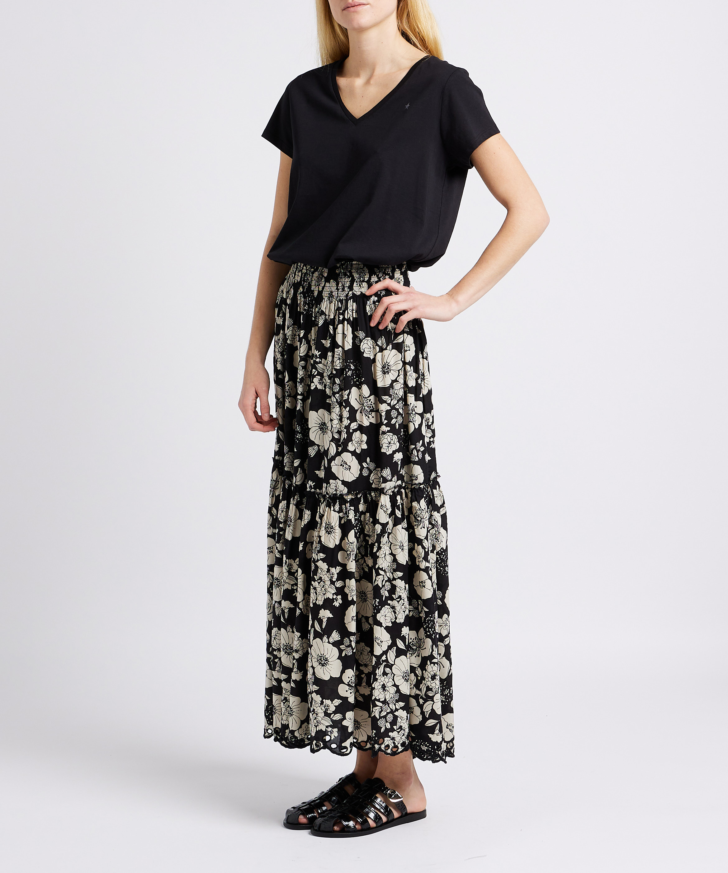 Flat crocodile-embossed leather sandals ANCIENT GREEK SANDALS Black