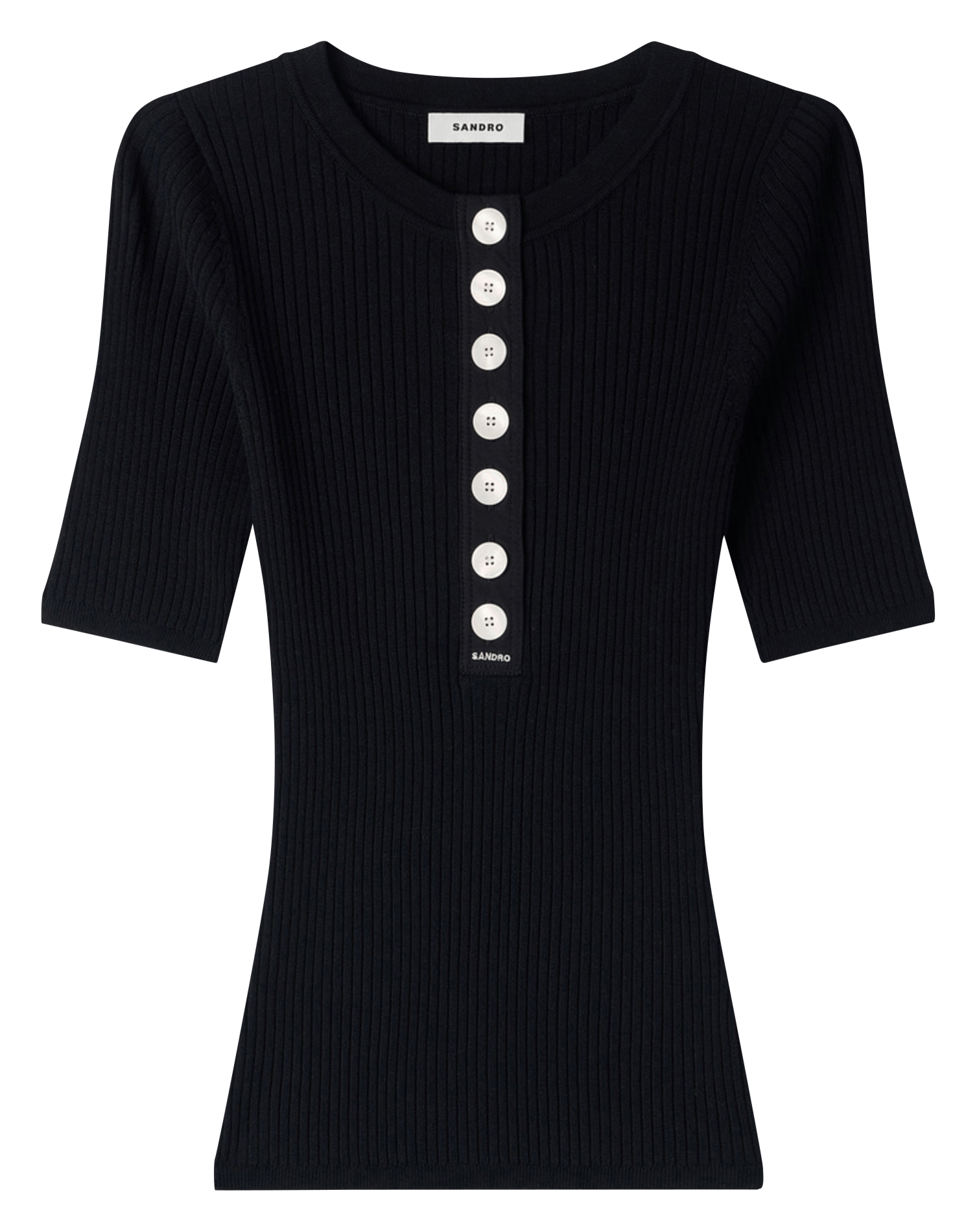 Pull cotelé près du corps SANDRO Noir