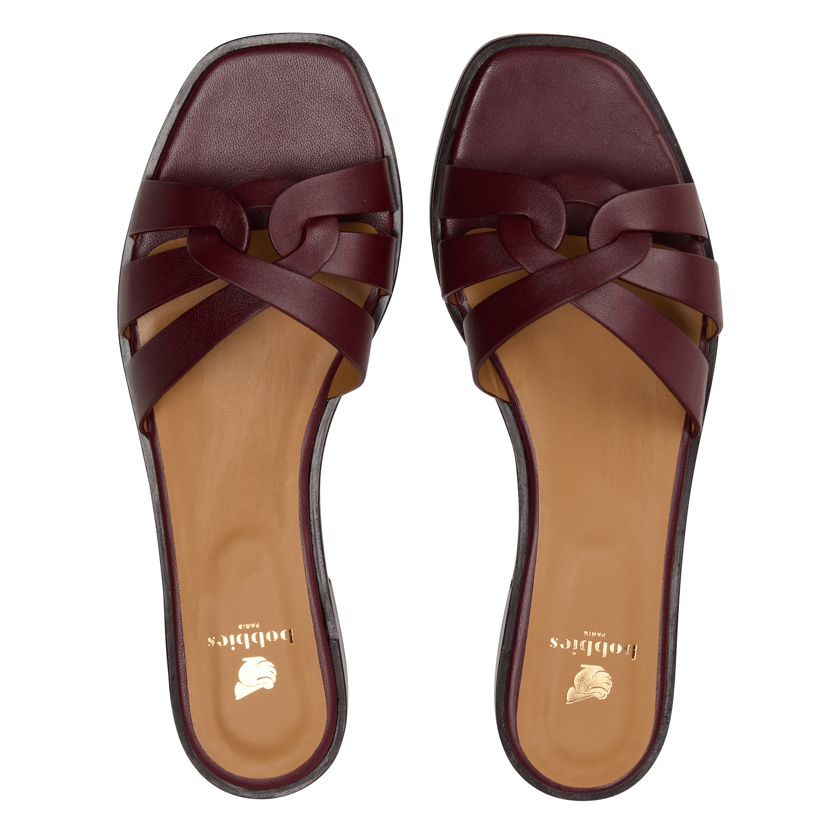 Aouda flat leather sandals BOBBIES Red