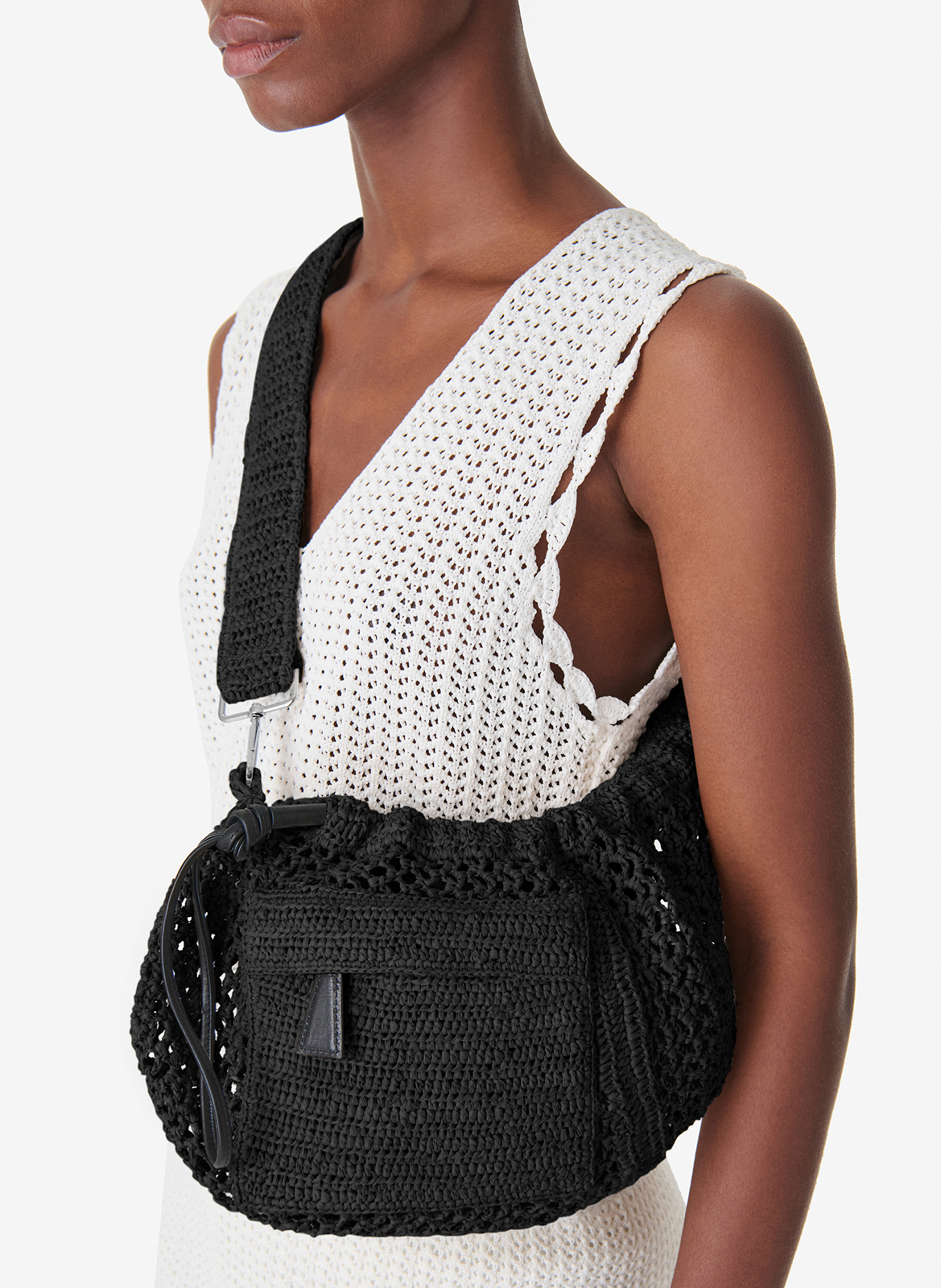 Raffia shoulder bag IRO Black