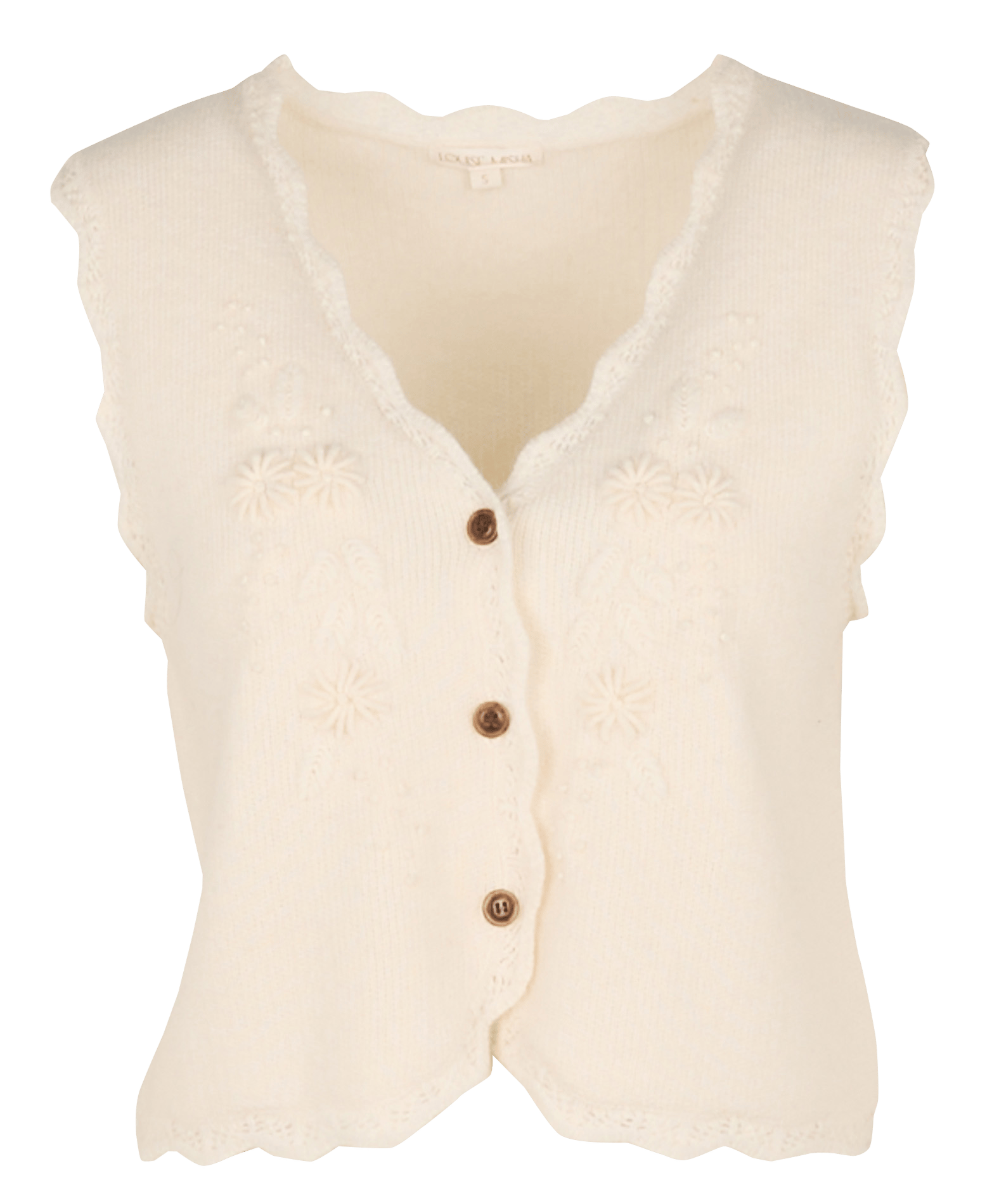 Gilet sans manches brodé en laine LOUISE MISHA Beige