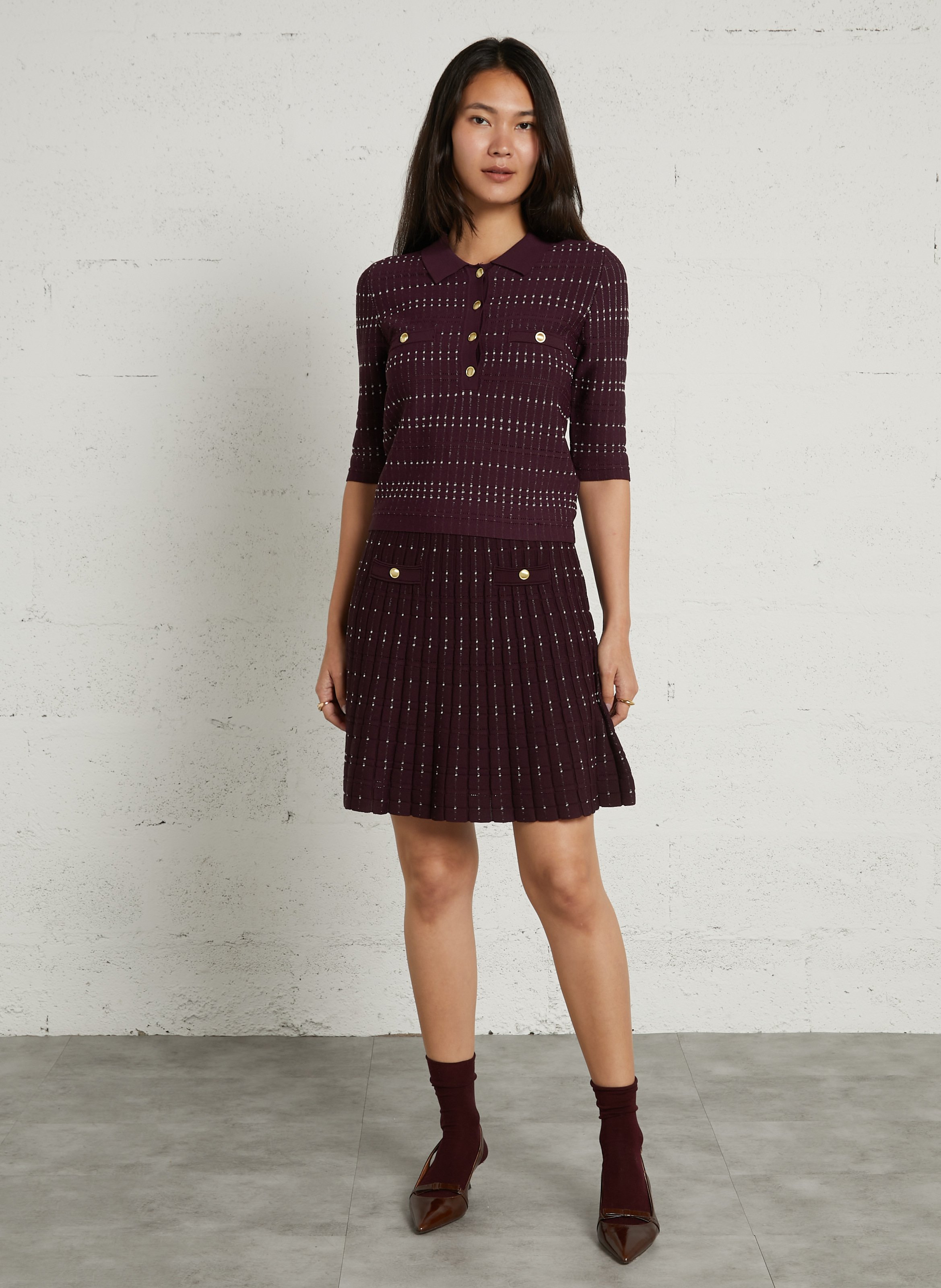 Buttoned sweater with classic collar SUNCOO Plums