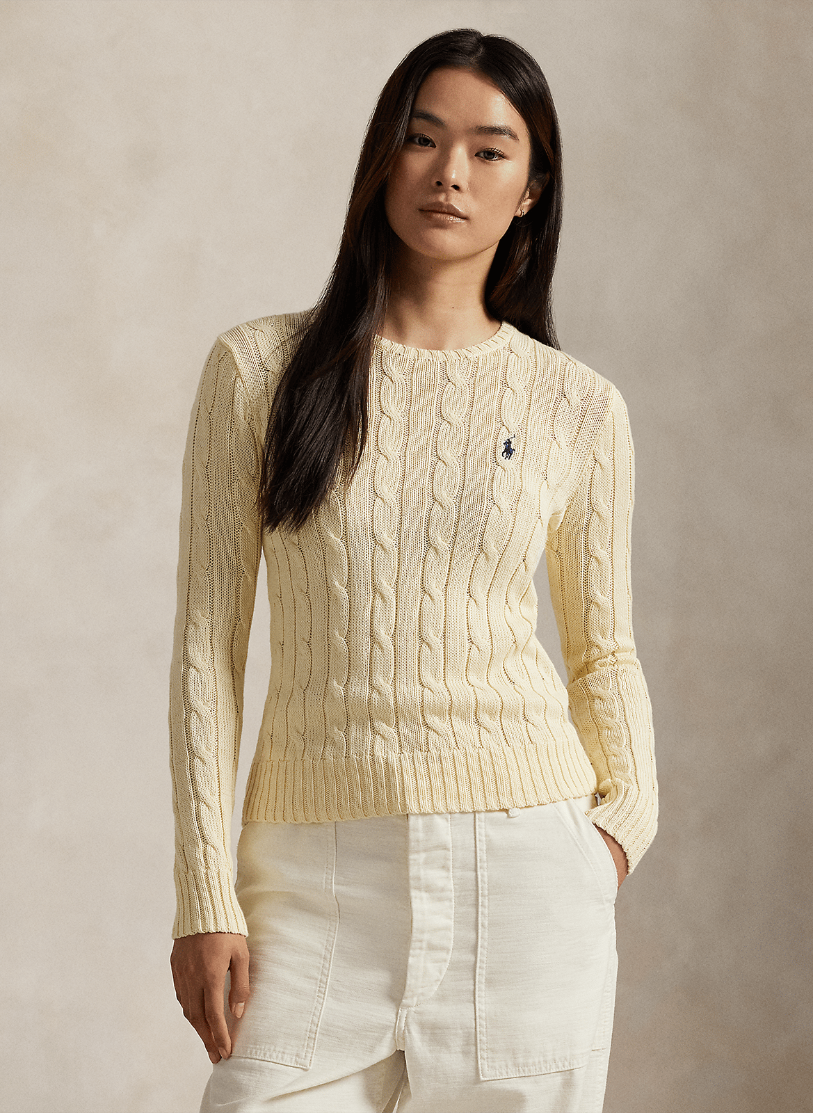 Fitted round neck cotton sweater POLO RALPH LAUREN
