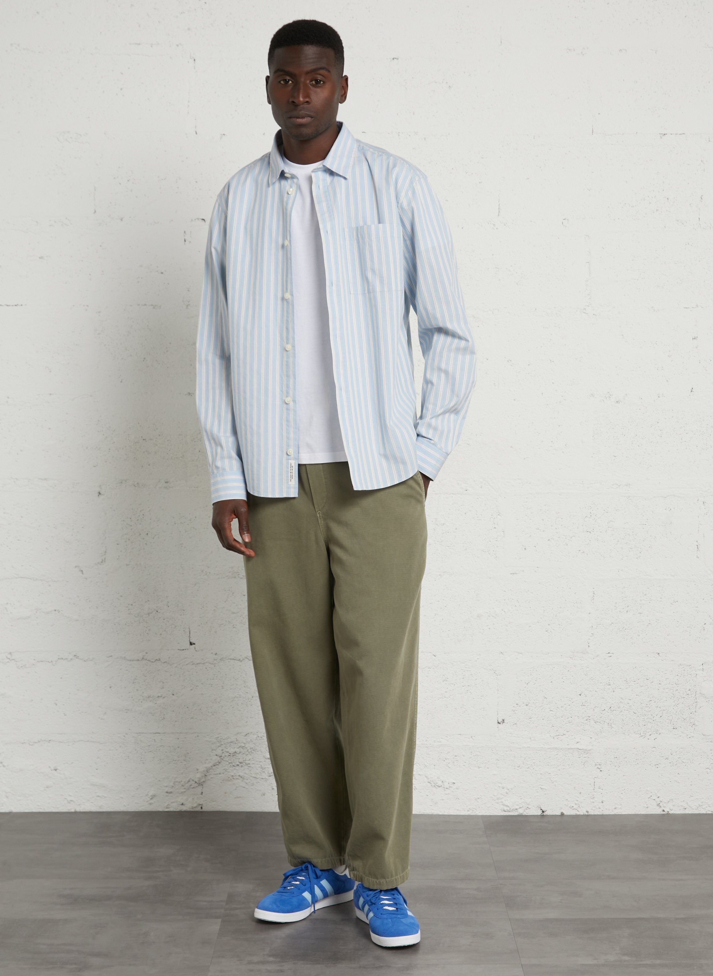Chemsie col classique en coton CASUAL FRIDAY Bleu
