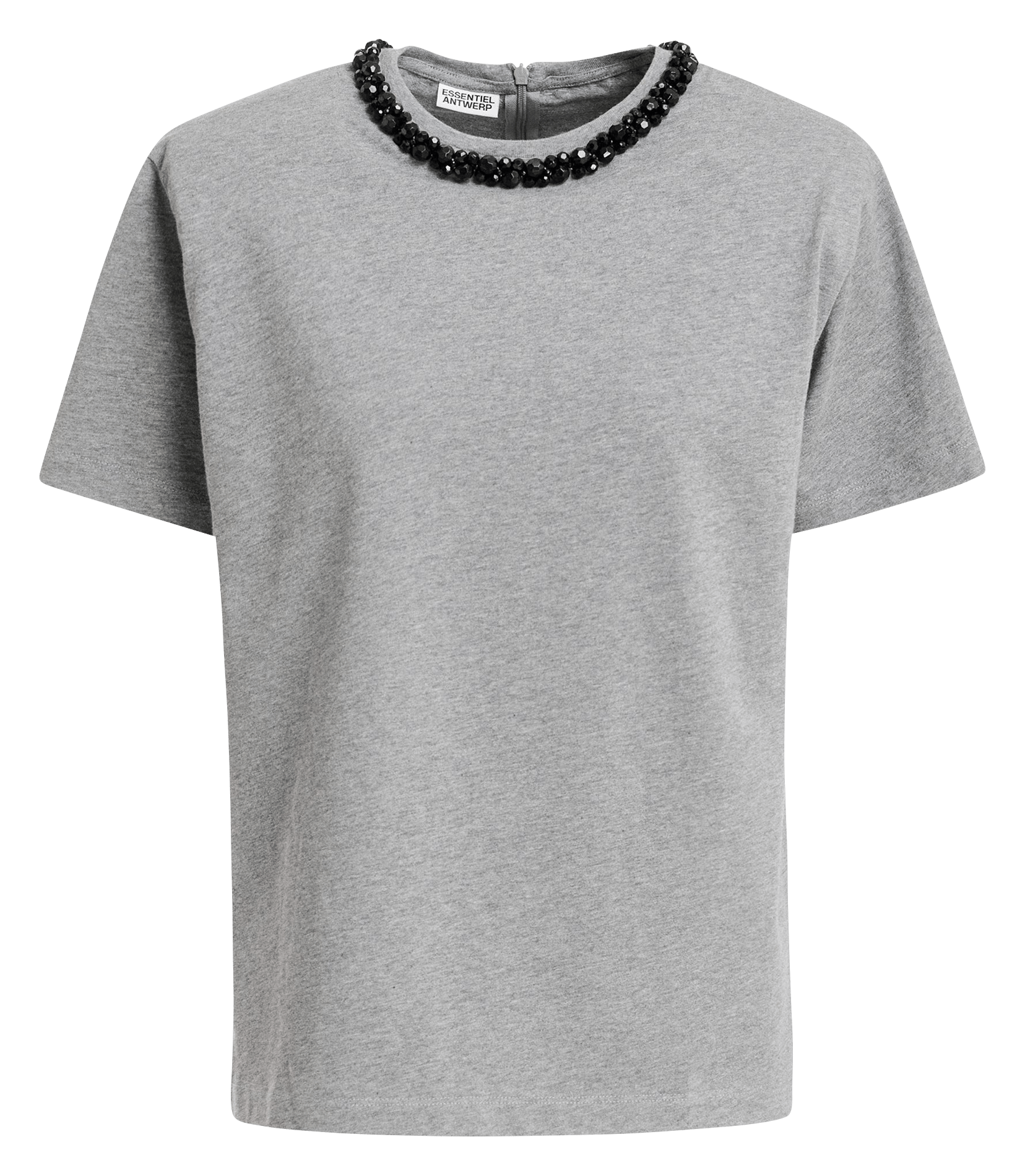 Recht T-shirt met parels van biologisch katoen ESSENTIEL ANTWERP Grijs