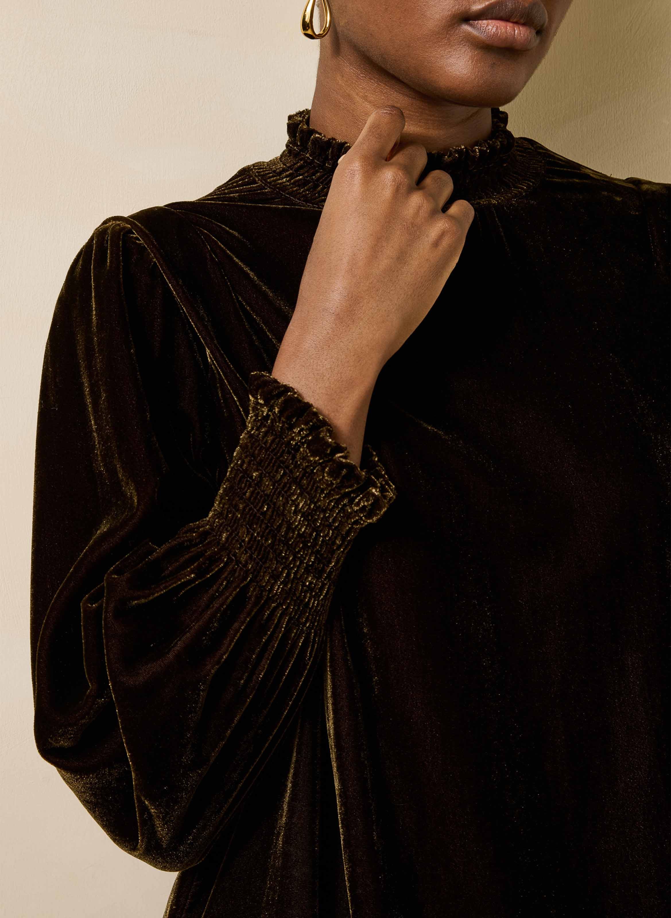 Loose-Fitting Short Velvet Dress LA FEE MARABOUTEE Brown
