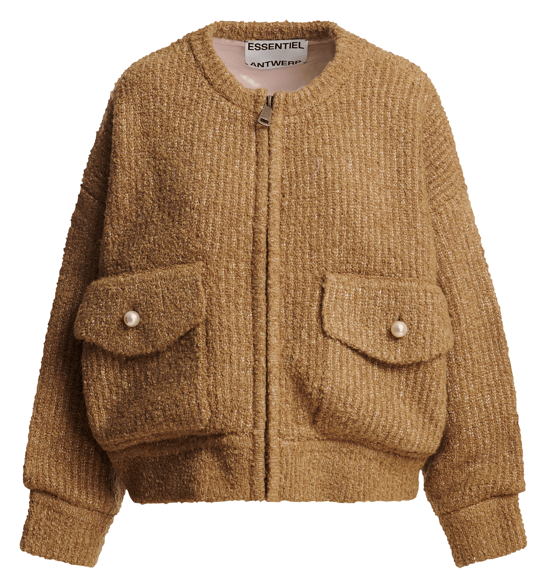 Oversized aviator jacket with removable collar ESSENTIEL ANTWERP Brown